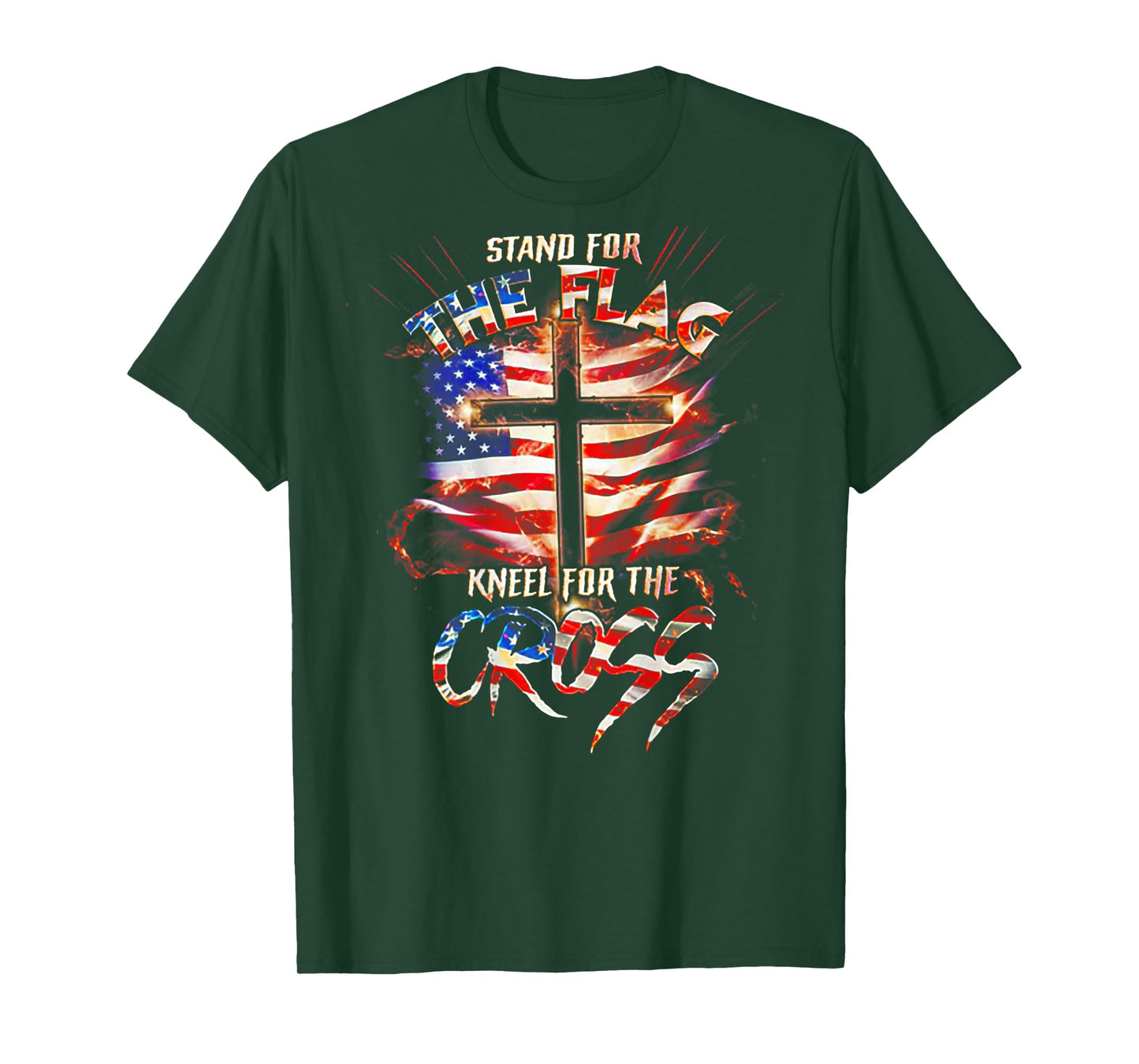 Stand For The Flag Kneel For The Cross Flag (on back) T-Shirt