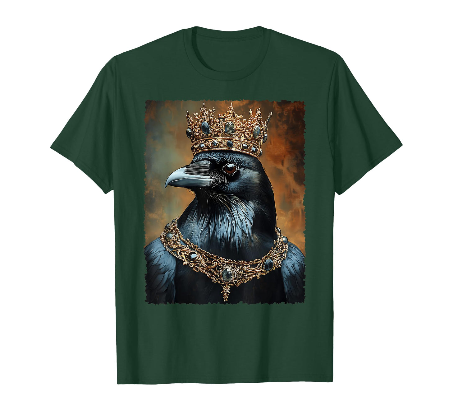 Vintage Black Crow Raven Bird Halloween King Crown Gothic T-Shirt
