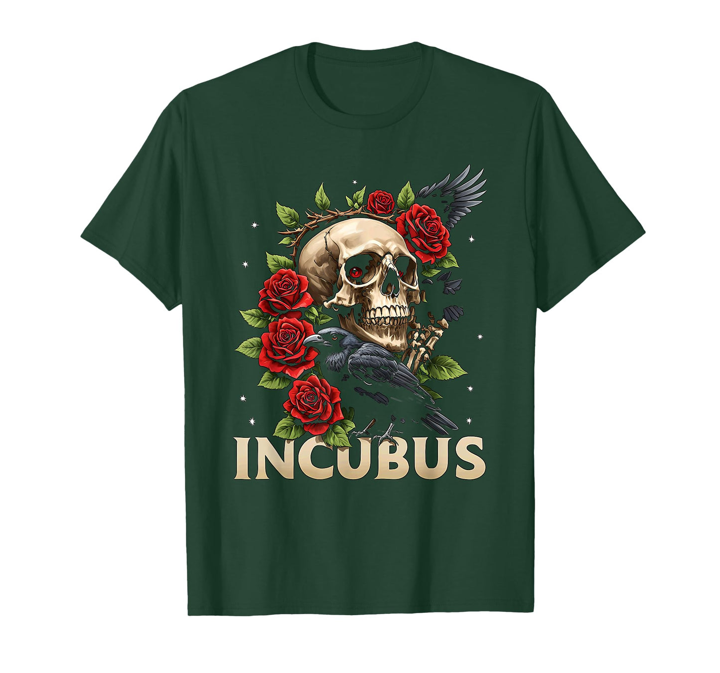 Incubus Crow Left Skull Flower Halloween Costume T-Shirt