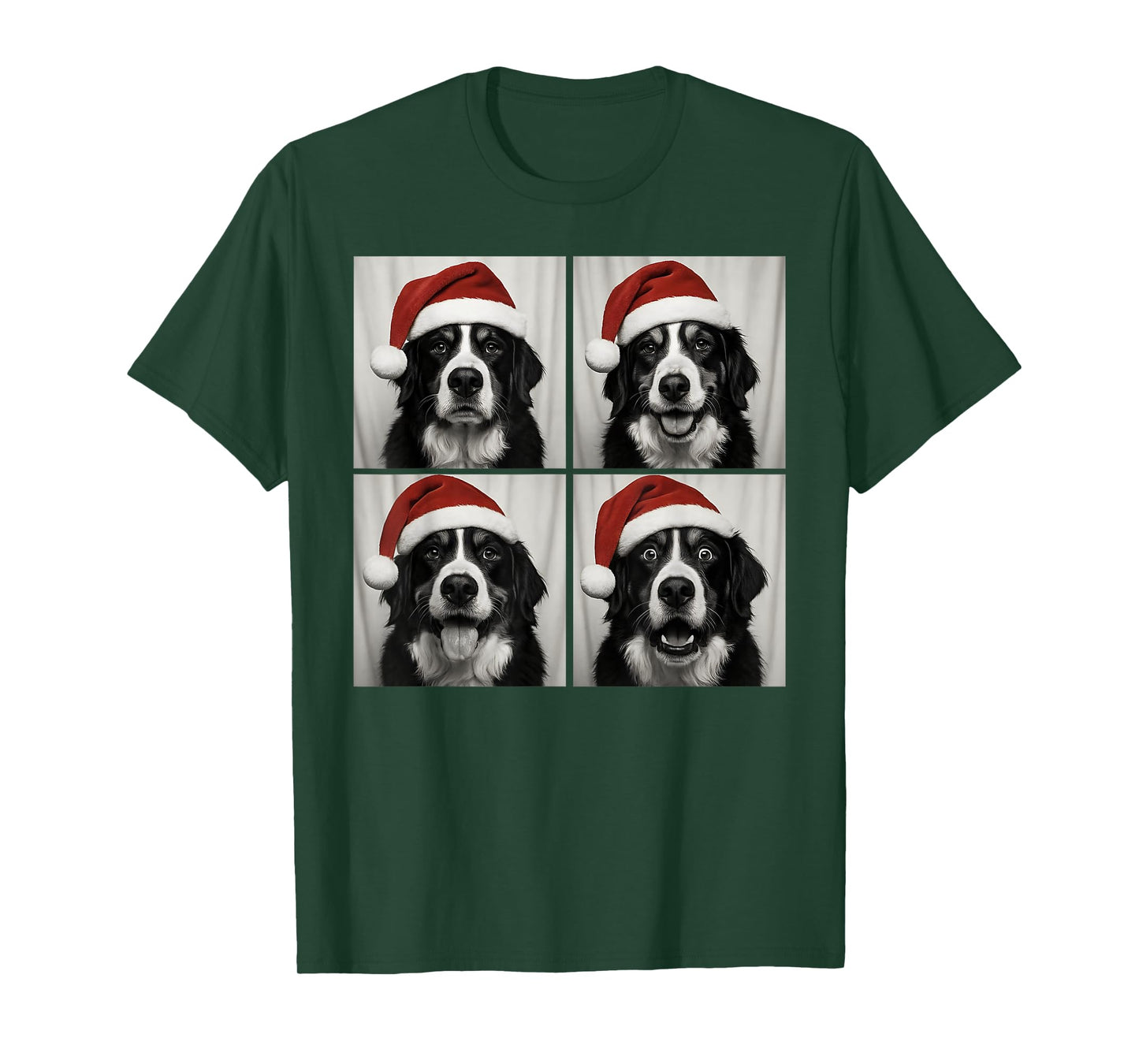Funny Christmas Bernese Mountain Dog Santa Photo Booth T-Shirt