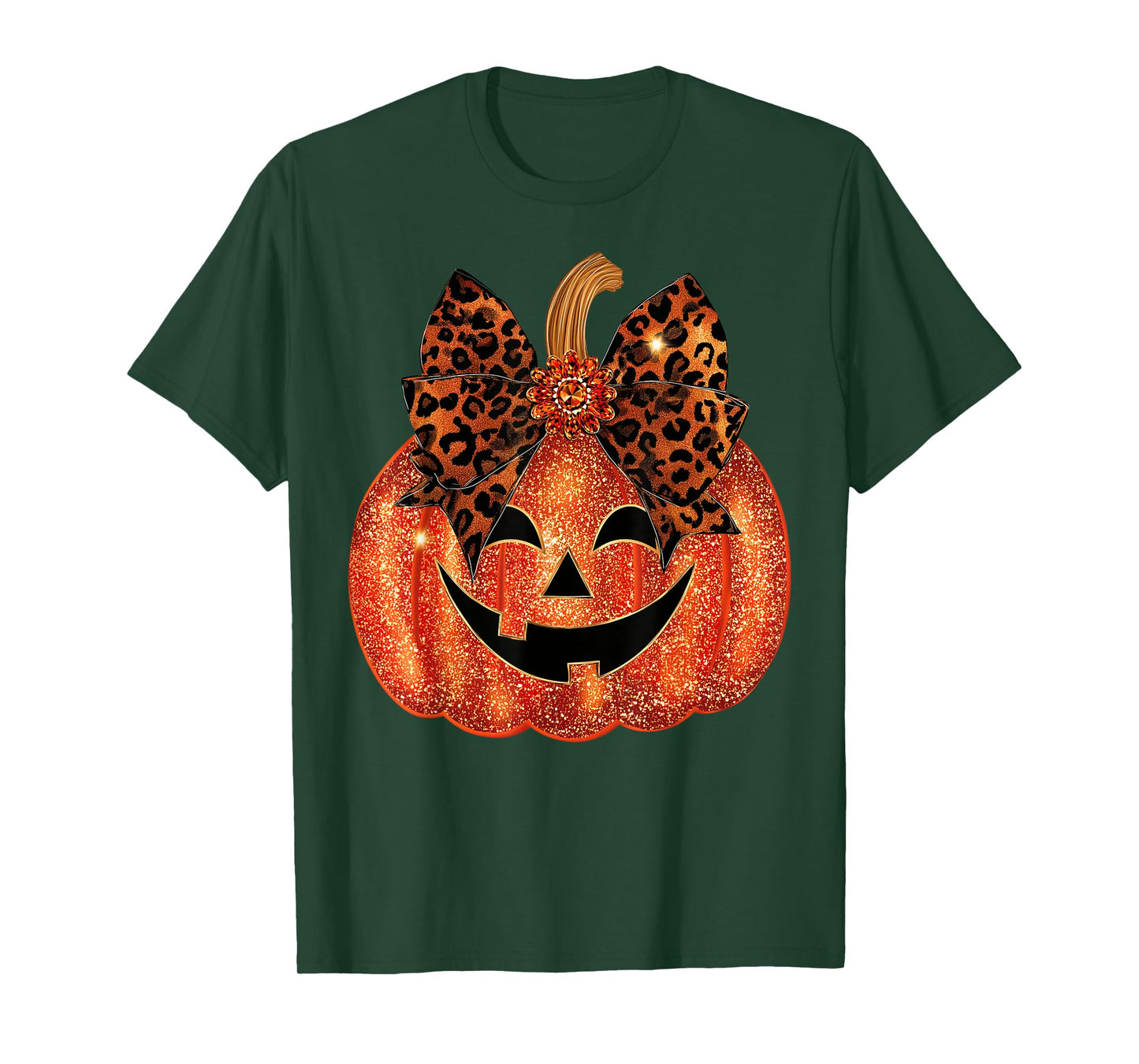 Coquette Leopard Bow Pumpkin Thanksgiving Fall Women Girl T-Shirt