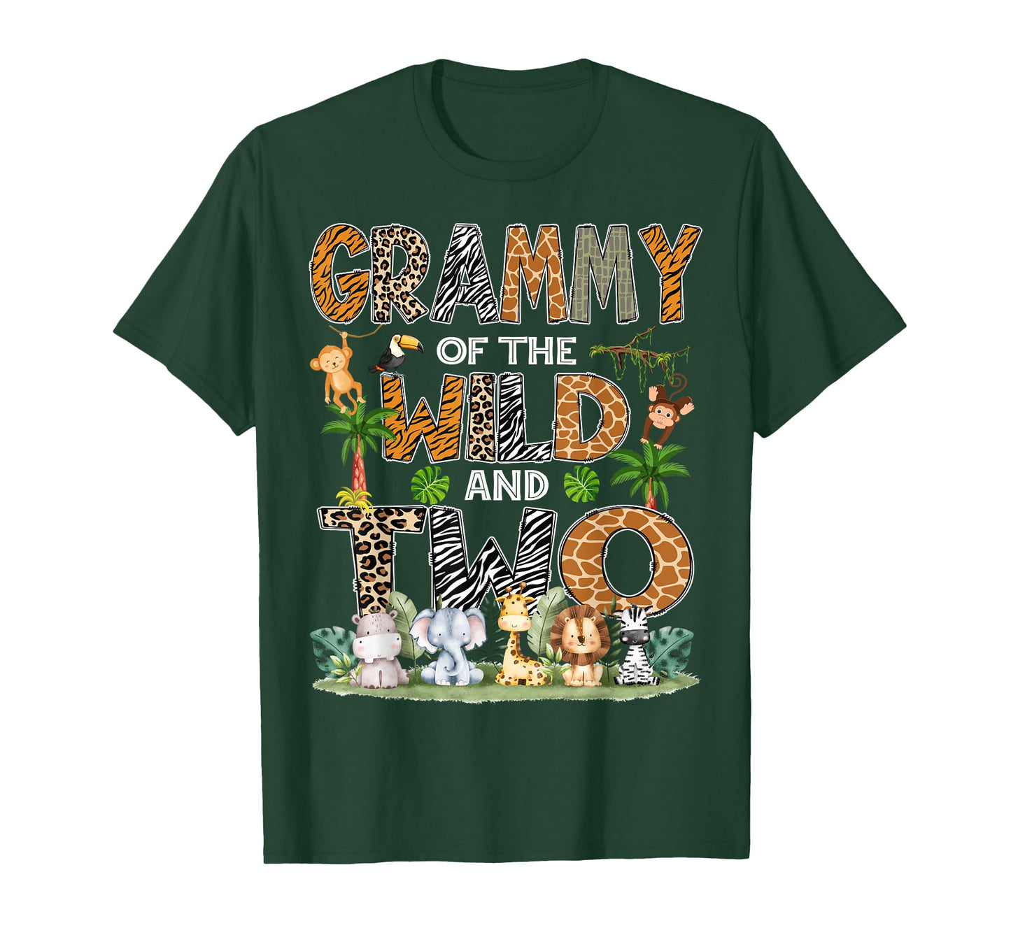 Grammy Of The Wild And Two Zoo Safari Jungle Birthday T-Shirt