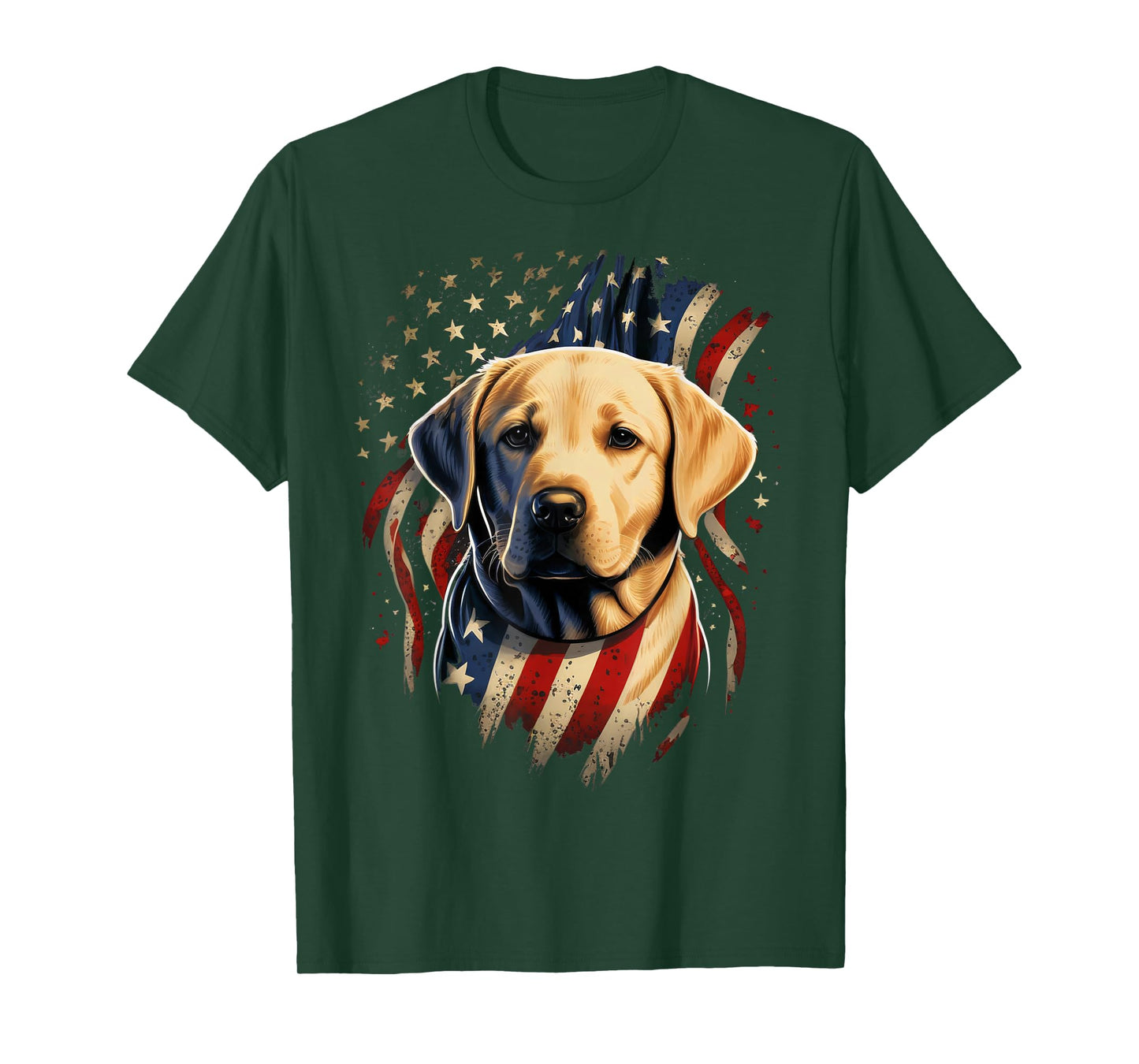 USA 4th of July Yellow Patriotic American Labrador Retriever T-Shirt