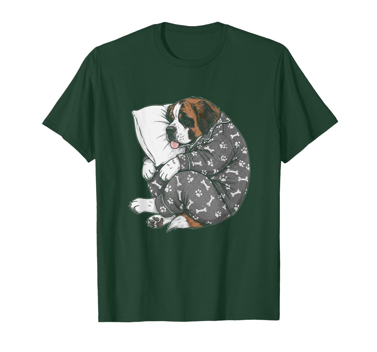 Funny Sleepy Saint Bernard Pajama Men Women Kids T-Shirt