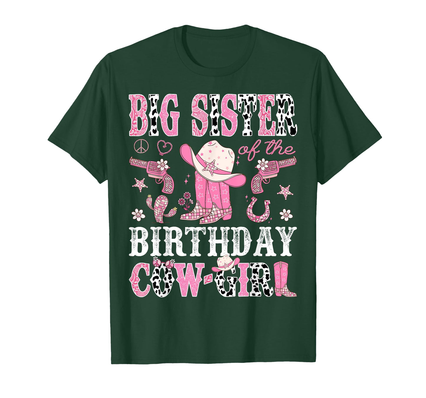 Big Sister Of The Birthday CowGirl Pink Disco Rodeo Western T-Shirt