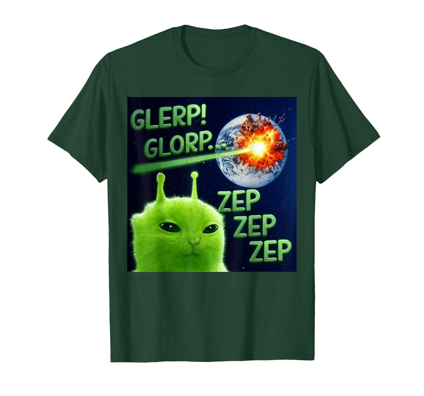 Alien Cat Zep Zep Funny Space Meme for girls women boys men T-Shirt