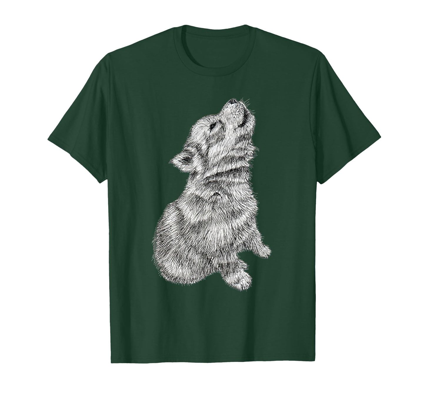 Cute Baby Howling Wolf Cub Sketch T-Shirt