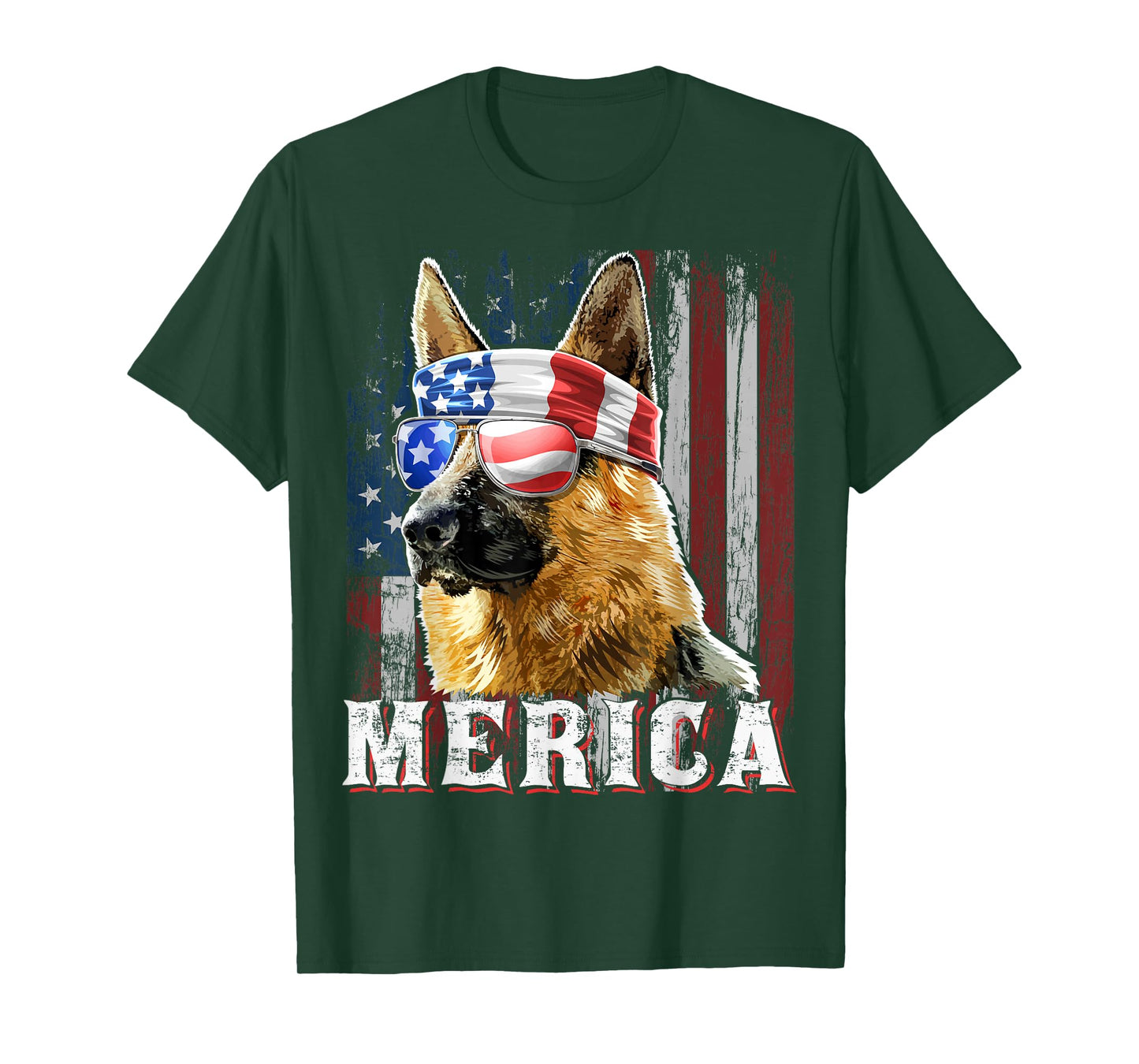 Merica German Shepherd Dog 4th of July American Flag Shirt T-Shirt
