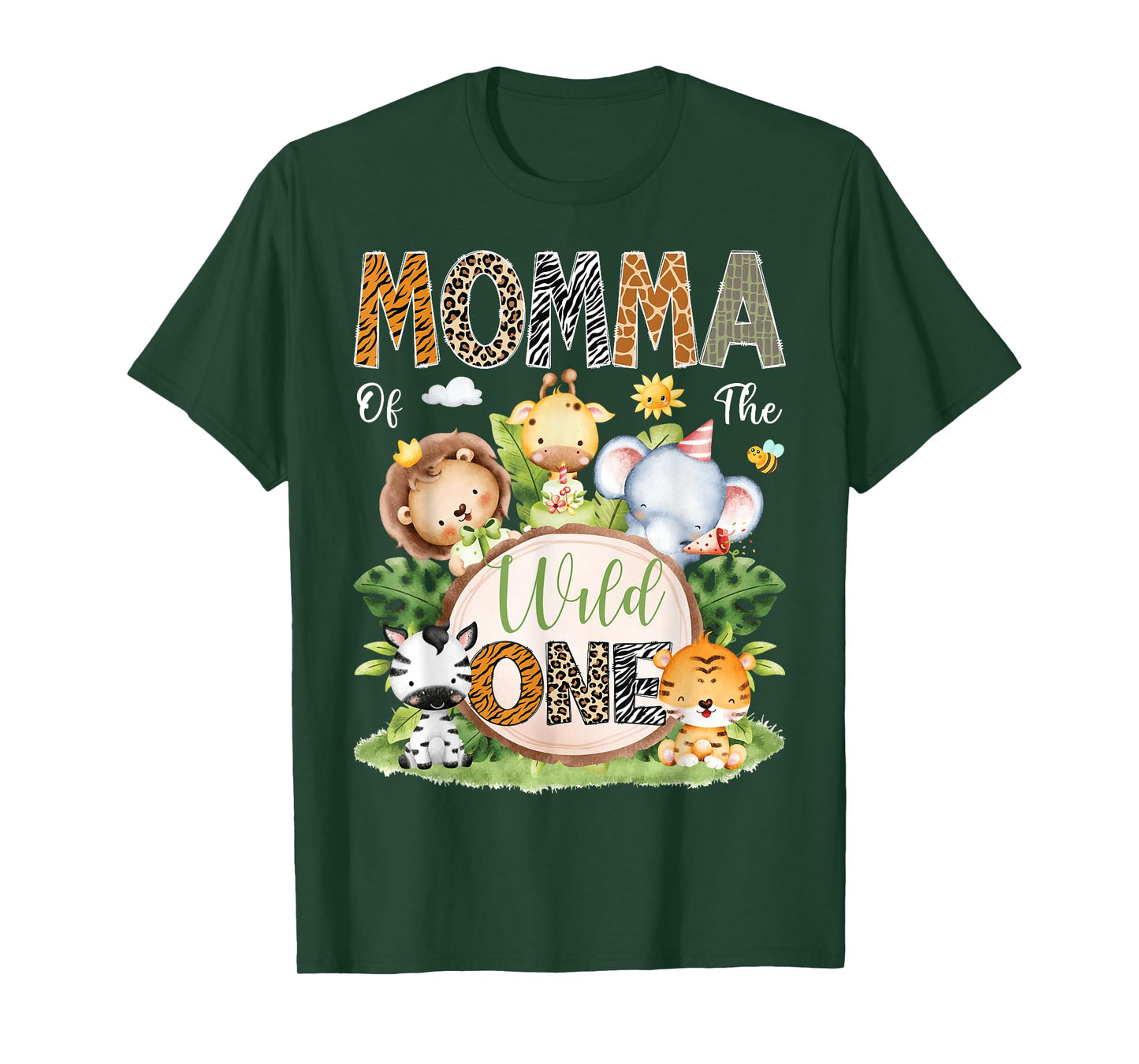 Momma Of The Wild One 1St Birthday Kids Safari Jungle T-Shirt