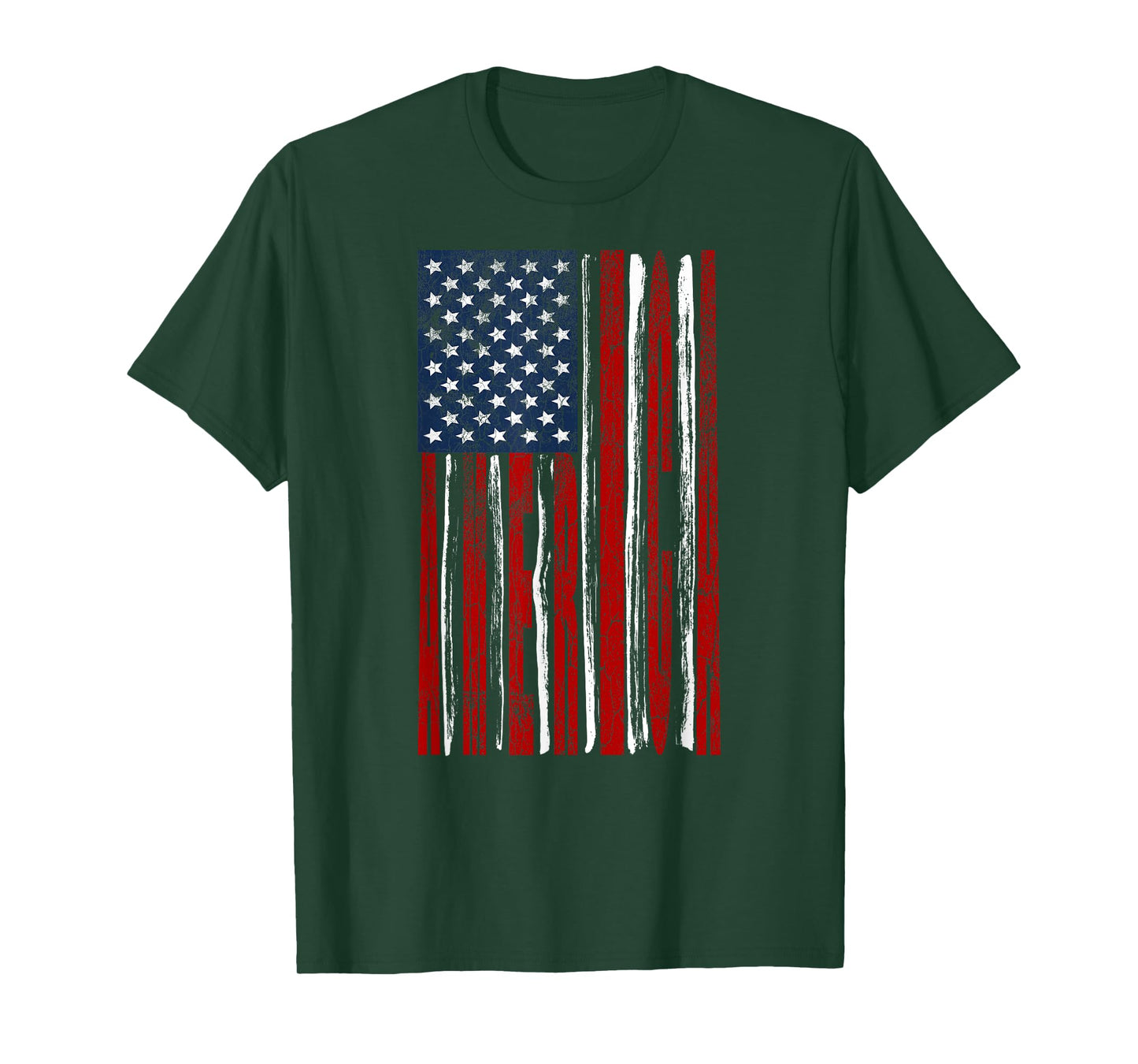 USA Flag with AMERICA as Red Stripes July 4 Independence Women Kids Men T-Shirt