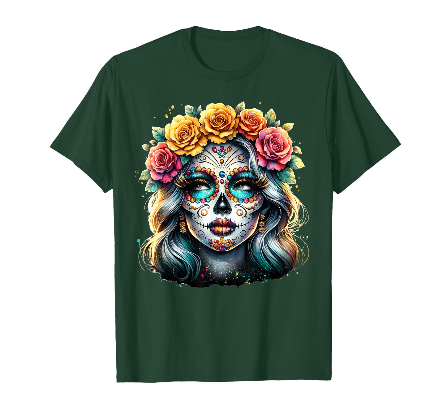 Dia De Los Muertos Rose Flower Woman Catrina Day Of The Dead T-Shirt