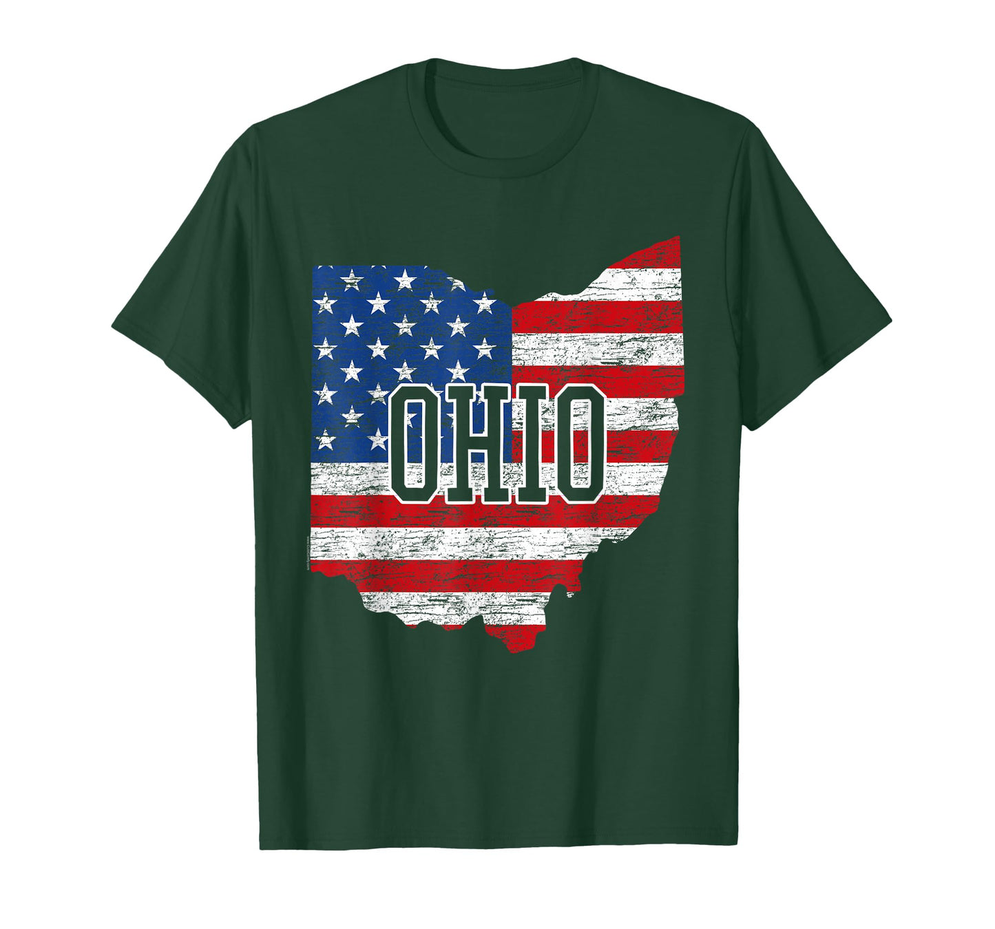 Buckeye American Flag Ohio Home State Vintage Map Patriotic T-Shirt