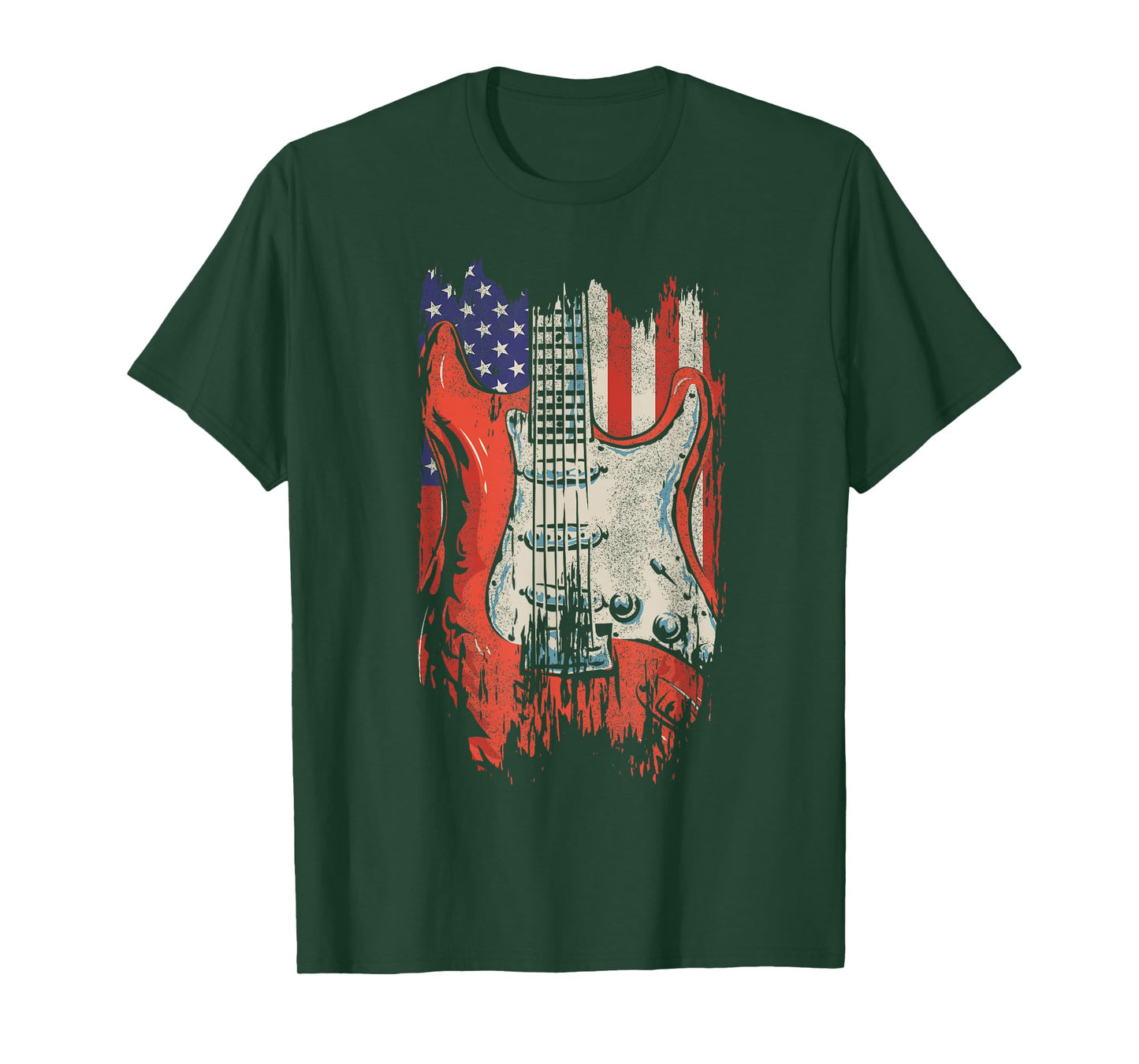 American Flag Guitar 4th of July Guitarist USA Country Music T-Shirt