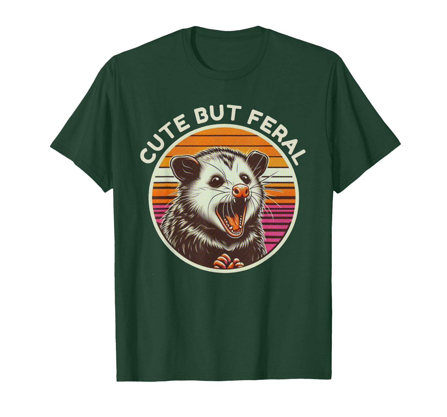 Retro Cute But Feral Opossum Funny T-Shirt