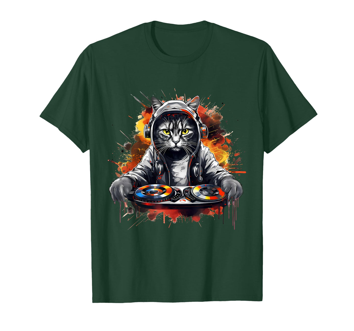 DJ Cat Turntable Disc Jockey Animal Music Dance DJ Mixer T-Shirt