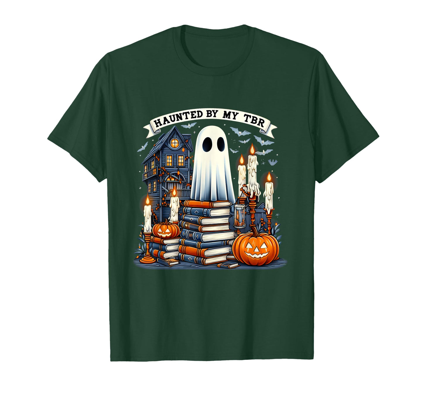 Retro Haunted by My TBR Halloween Book Readers Book Lovers T-Shirt