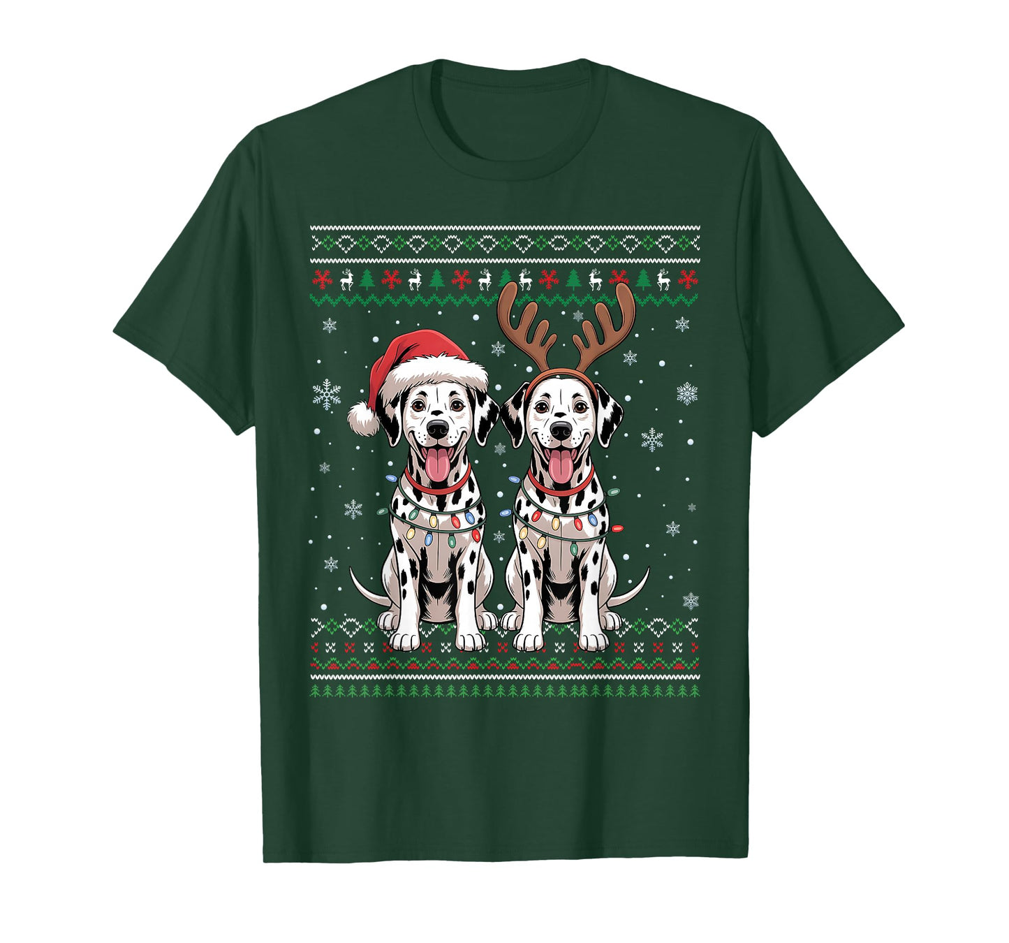 Ugly Dalmatian Dog Xmas Santa Matching Christmas Sweater T-Shirt