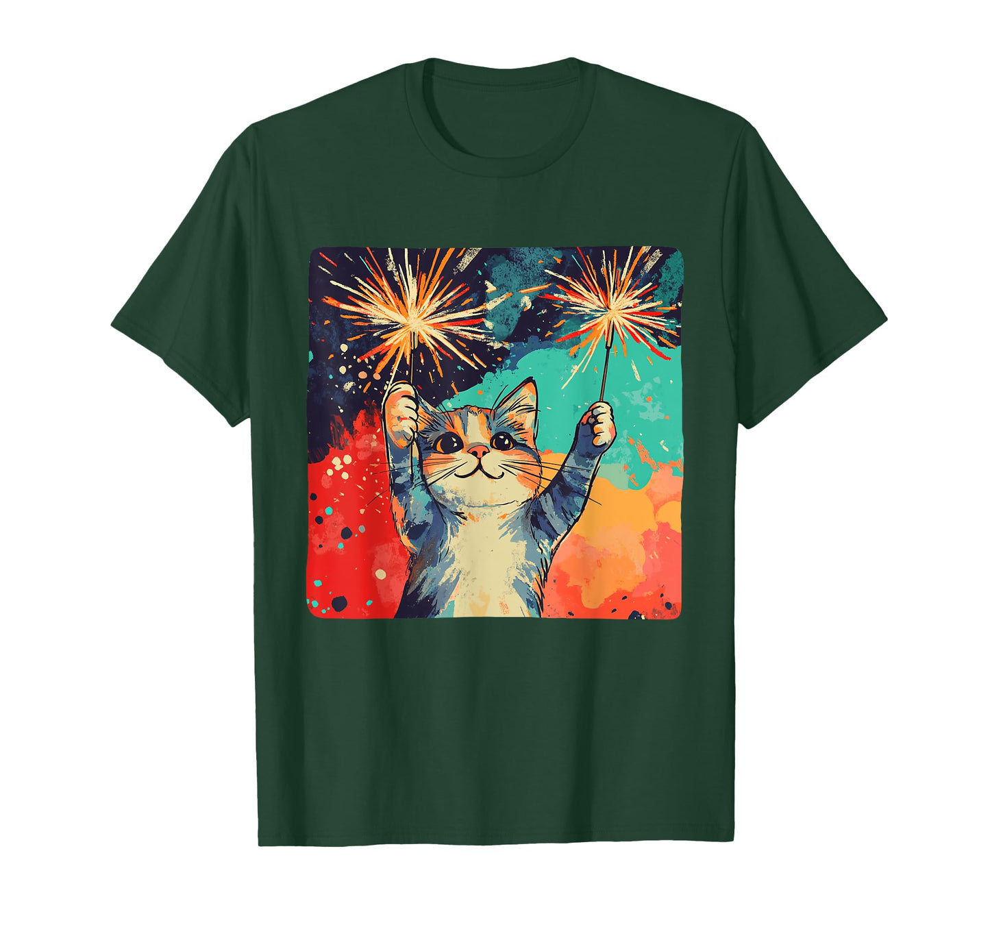 Cute celebrating Cat for Happy New Year Lovers T-Shirt