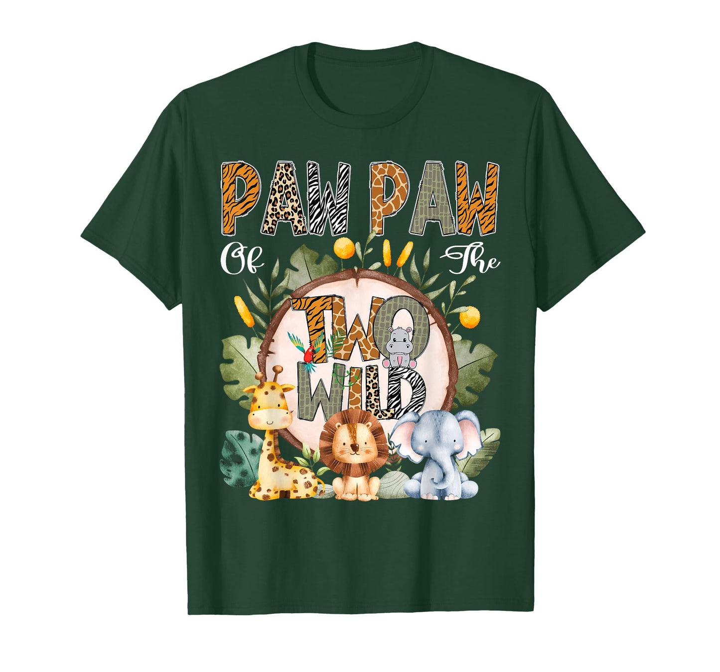Paw Paw Of The Two Wild Animal Safari 2Nd Birthday Party T-Shirt