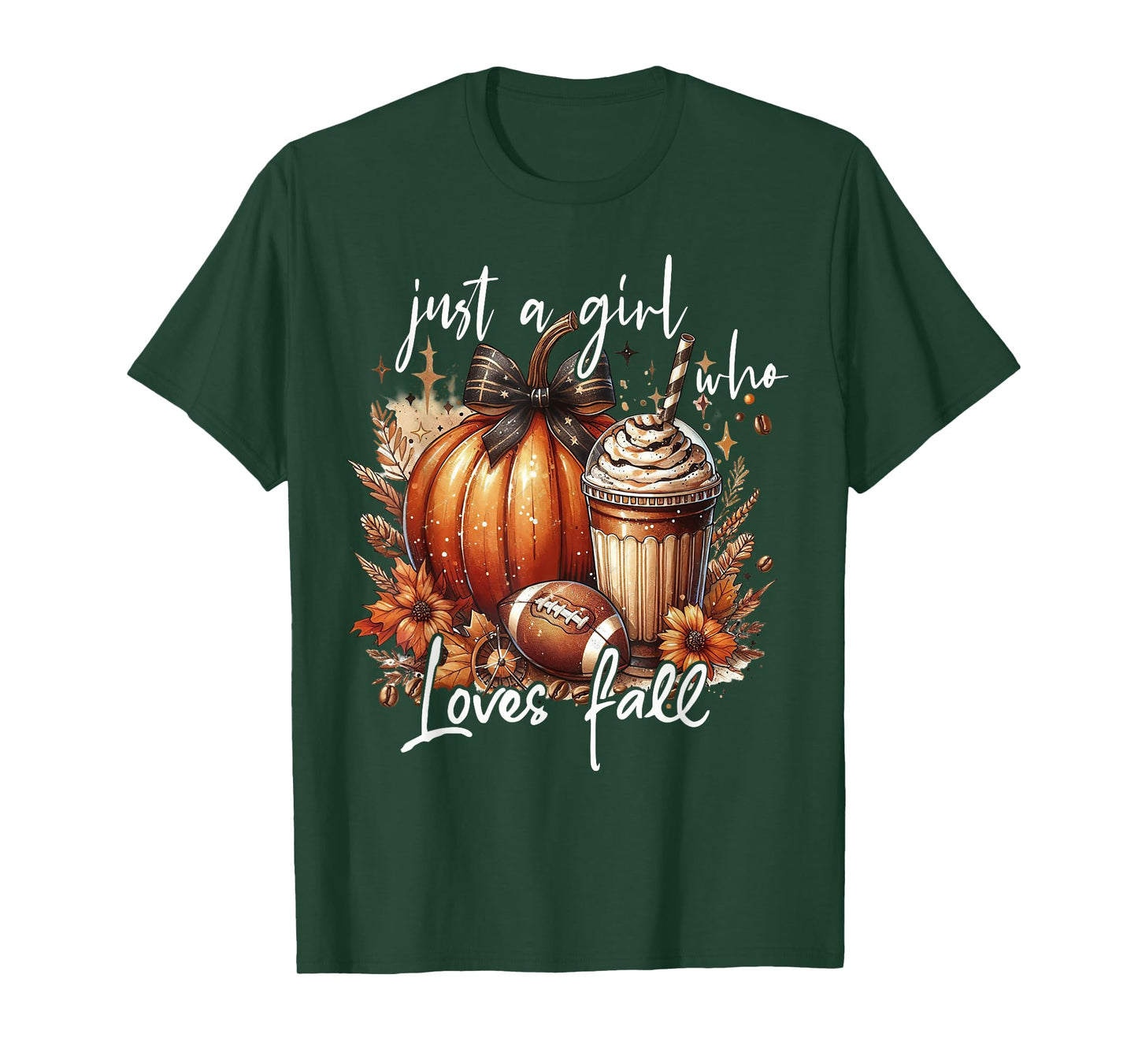 Just A Girl Who Loves Fall Pumpkin Spice Autumn Football T-Shirt