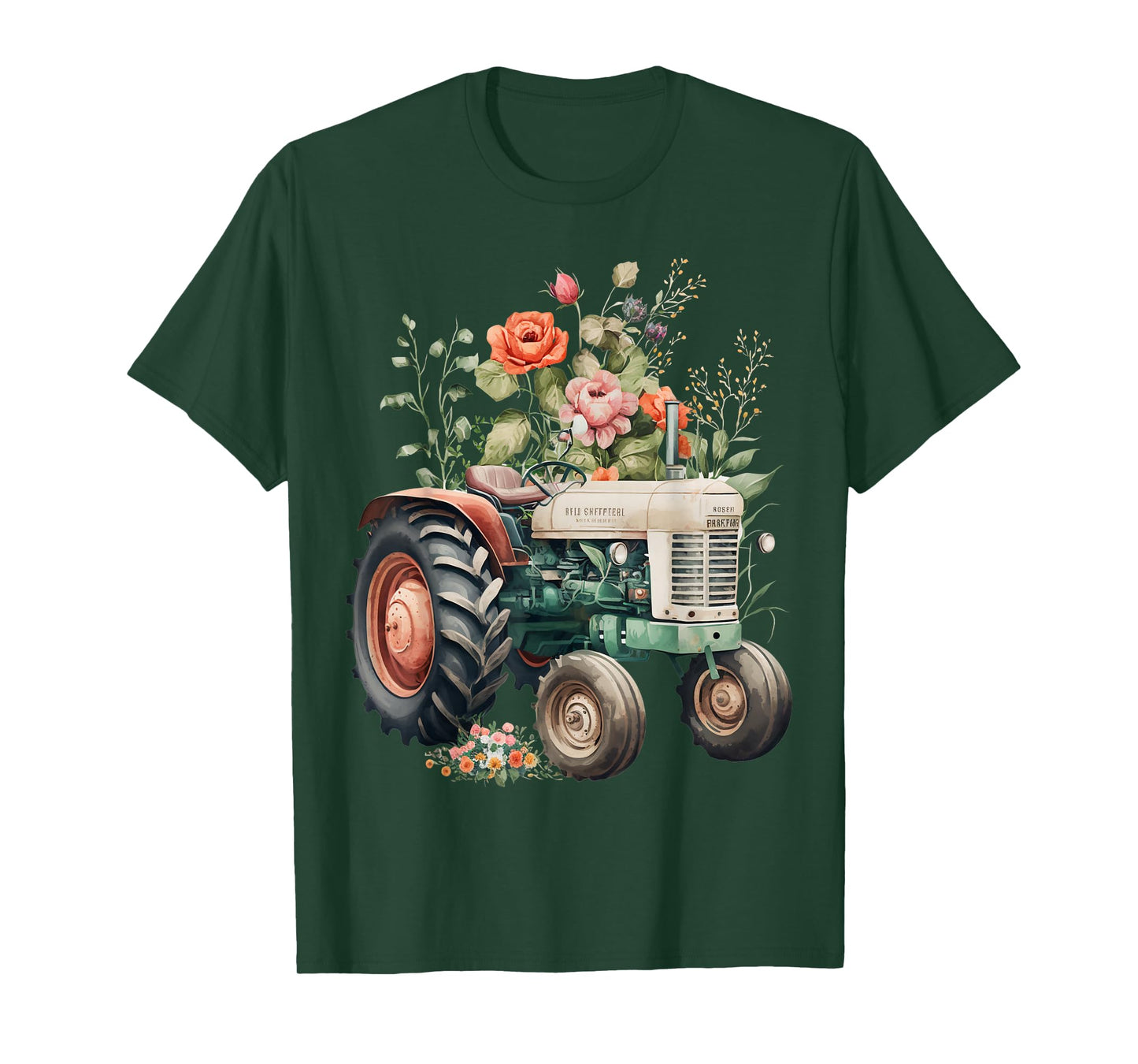 Floral Tractor Farm Graphic Tee For Women Girls T-Shirt