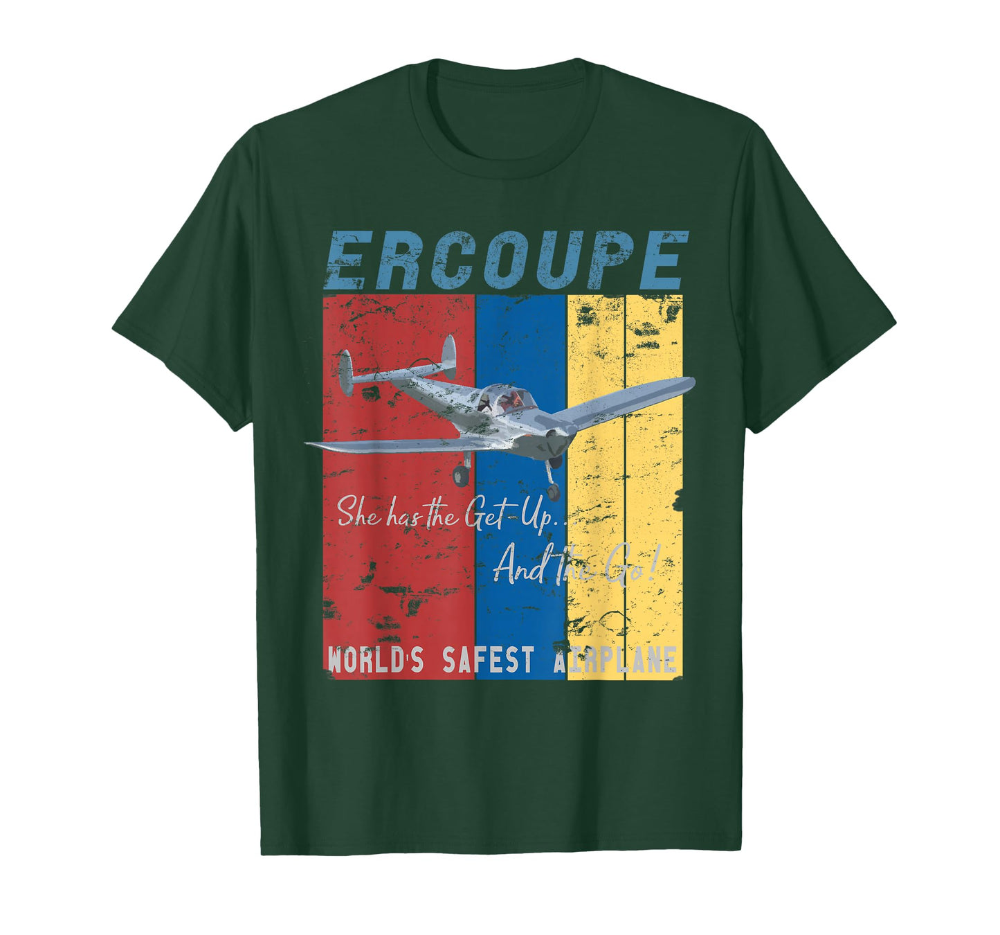 Ercoupe Retro Vintage Distressed Airplane Pilot T-Shirt T-Shirt