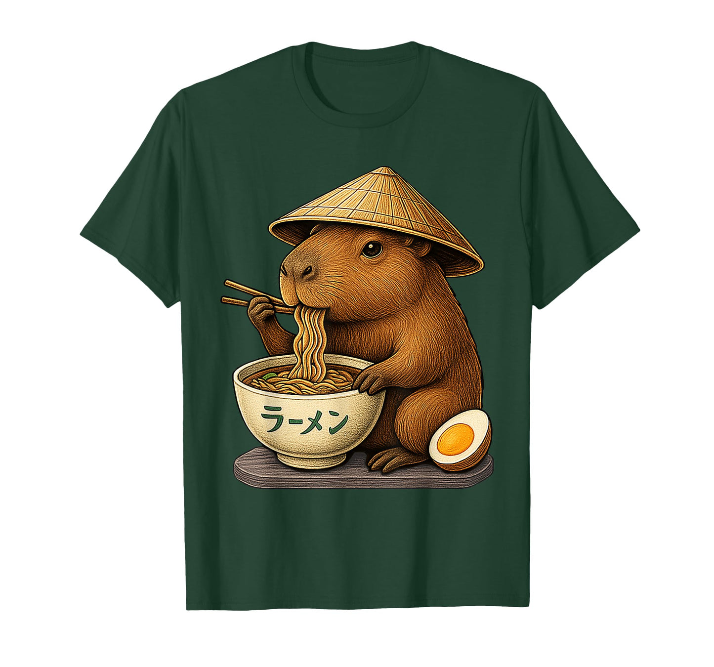 Capybara Eating Japanese Ramen Kawaii Anime tee Funny Kids T-Shirt