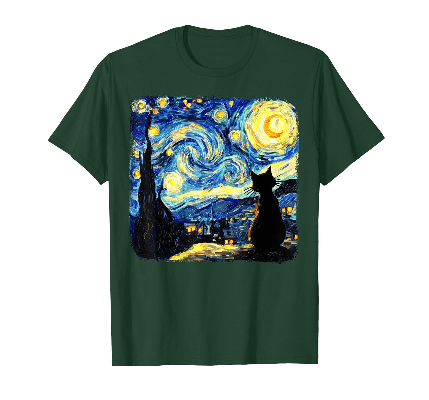 Cat Starry Night Van Gogh Cat Lover Cat Mom Dad Men Women T-Shirt