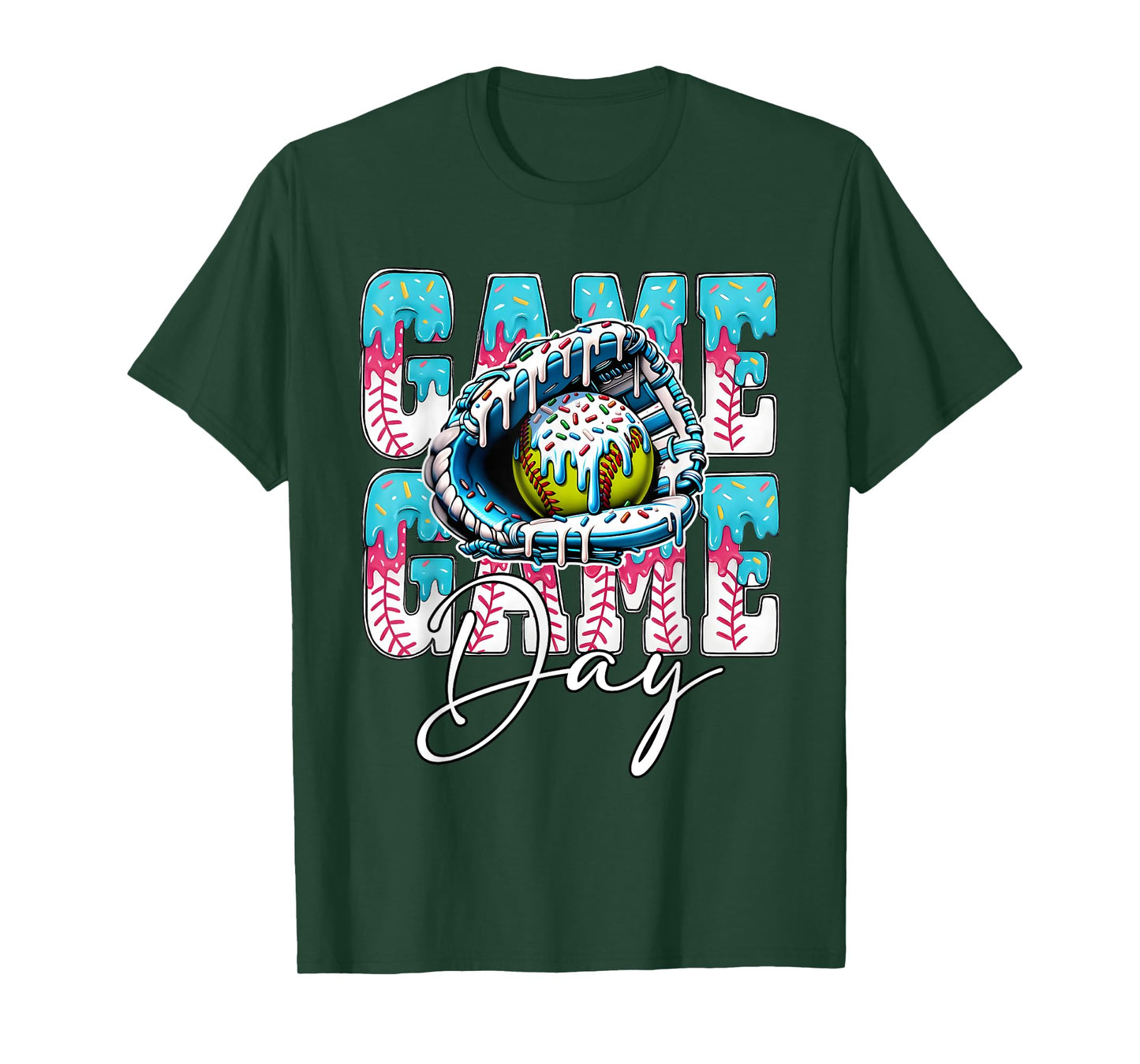 Game Day Baseball Gloves Baseball Ice Cream T-Shirt