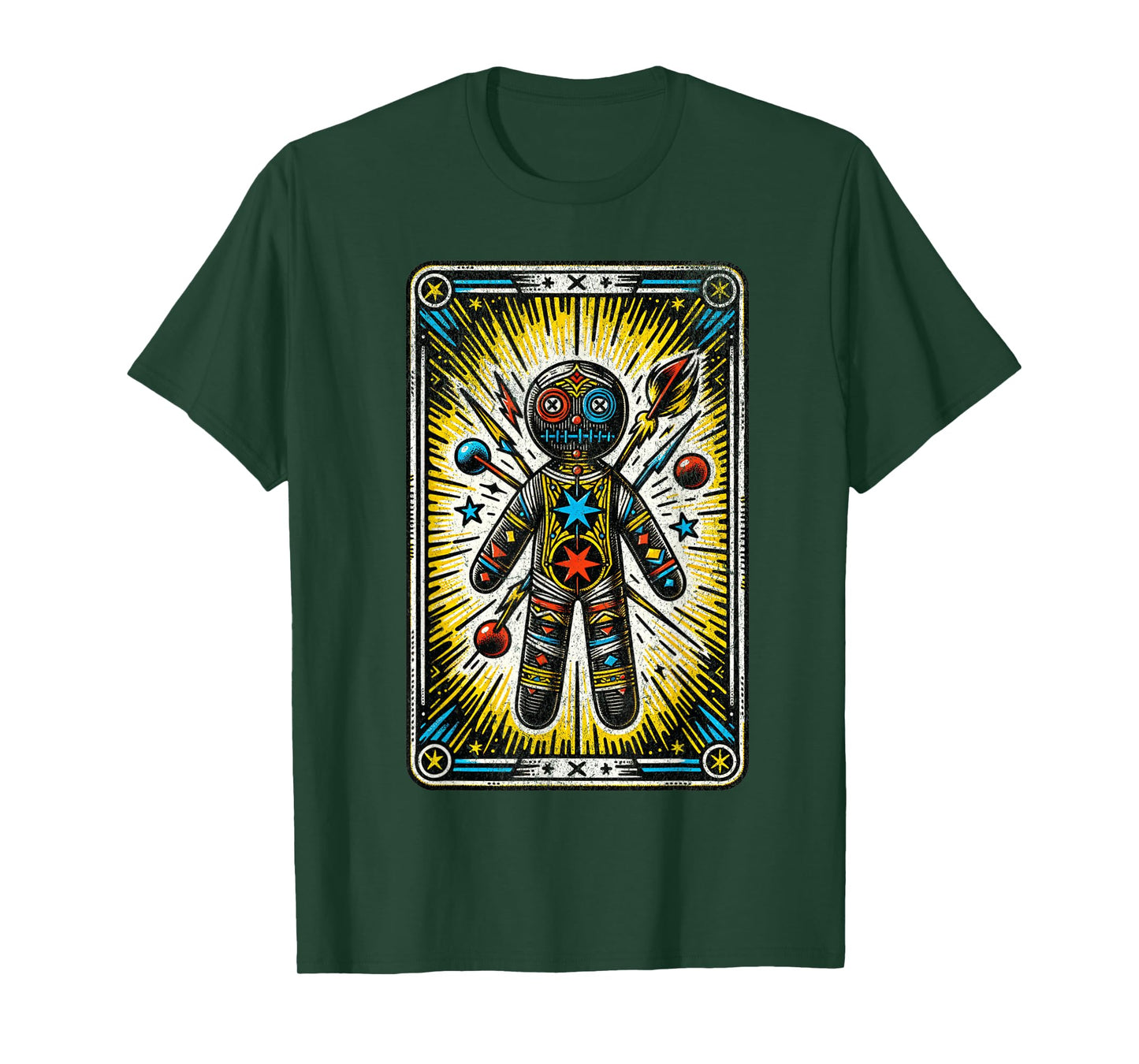 Vintage Voodoo Doll Tarot Card Cajun Creole Retro Magic T-Shirt