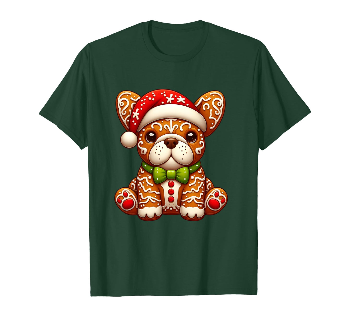 Gingerbread Man French Bulldog Christmas Womens Mens Kids Long Sleeve T-Shirt