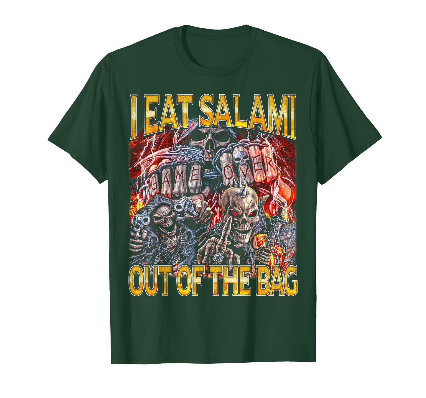 I Eat Salami - Edgy Skeleton Bootleg Hard Skeleton Meme T-Shirt