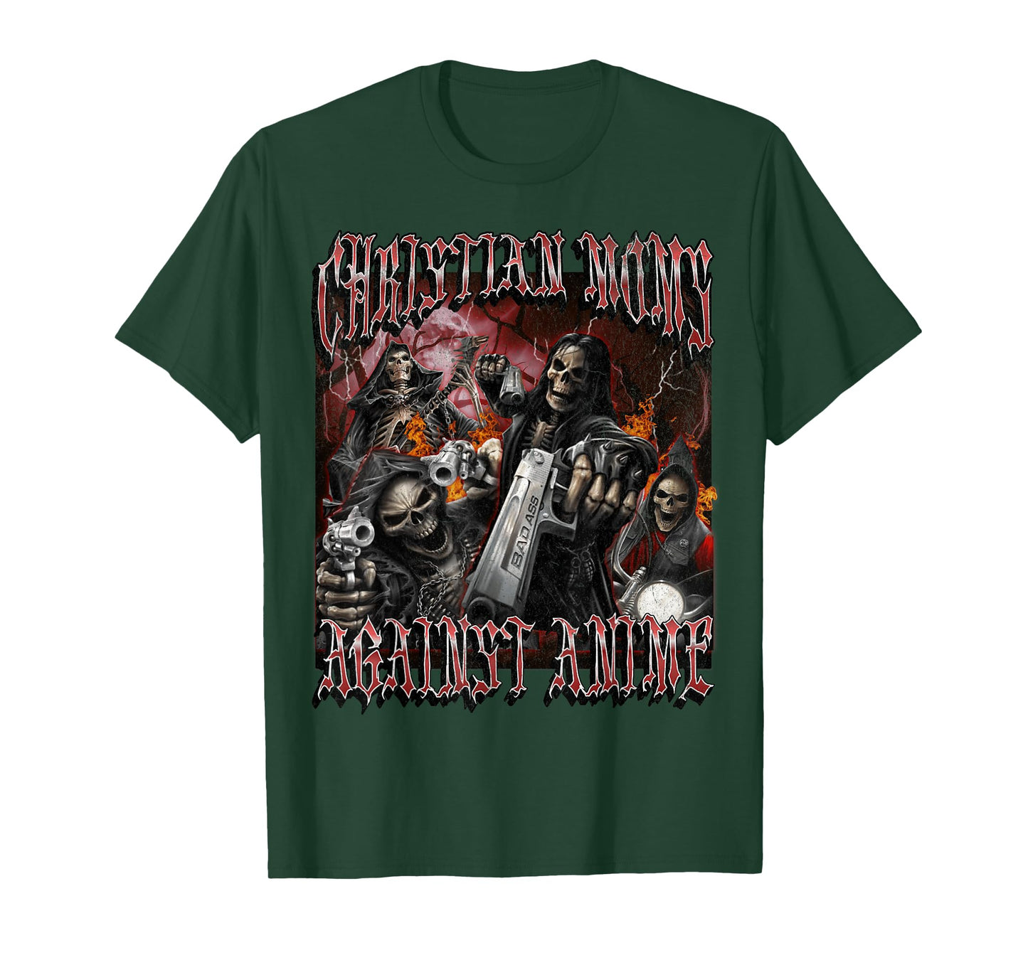 Christian Moms Against Anime Funny Hard Skeleton Bootleg T-Shirt