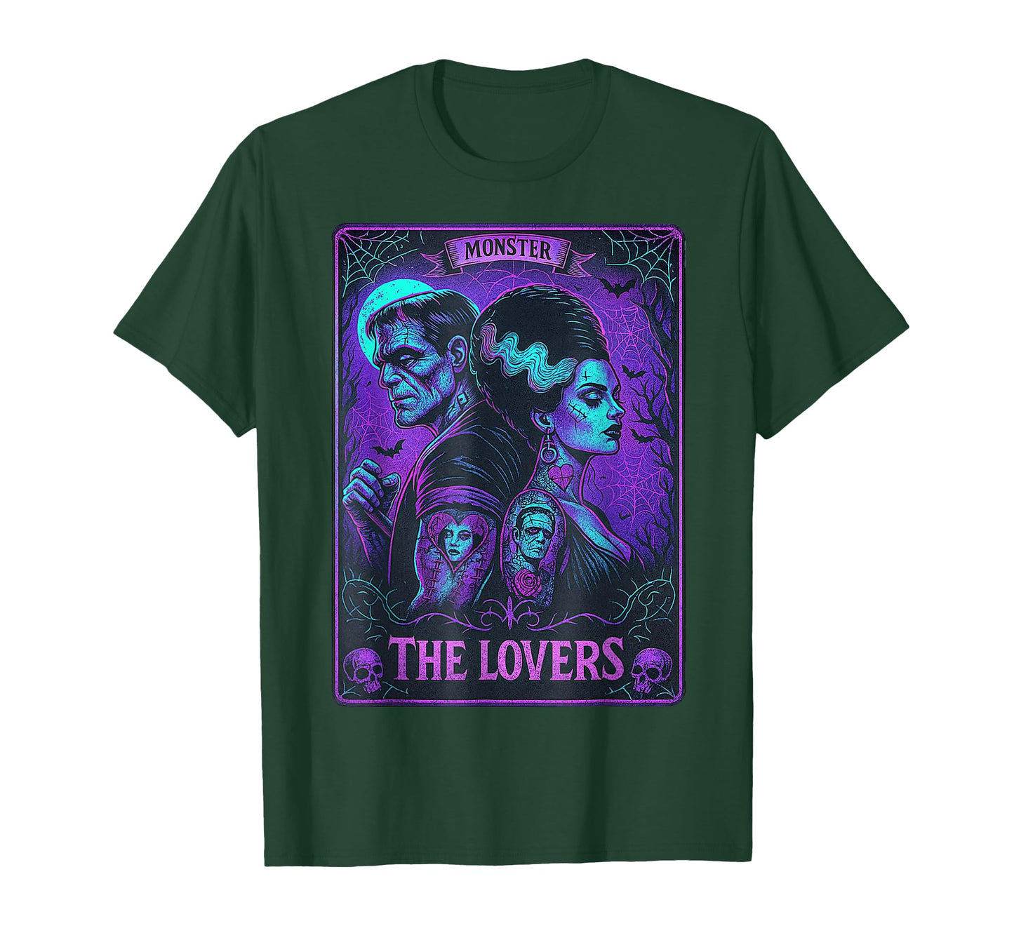 The Monster Frankenstein And Bride The Lovers Tarot Card T-Shirt