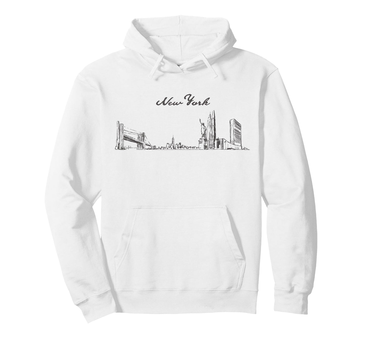 New York City Skyline,Hand-drawn Landmarks NYC Vintage Style T-Shirt