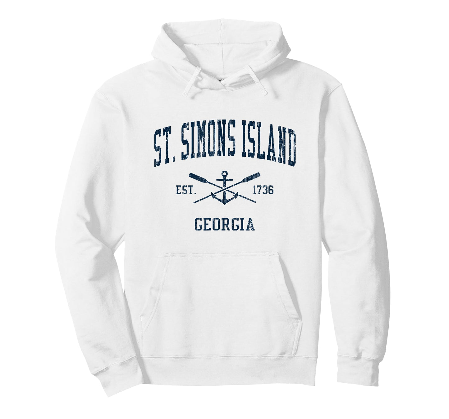 St. Simons Island GA Vintage Navy Crossed Oars & Boat Anchor T-Shirt
