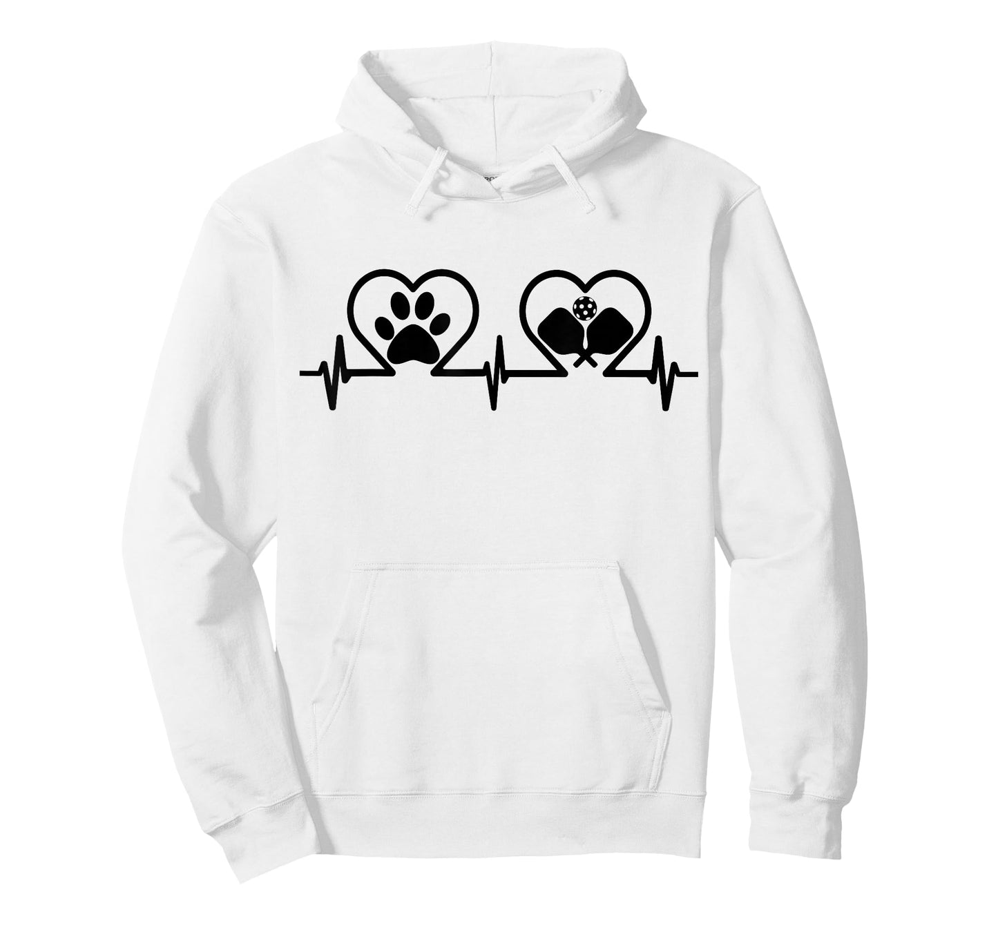 Dog Paw Heart Heartbeat Pickleball Player Funny Dog Lovers T-Shirt