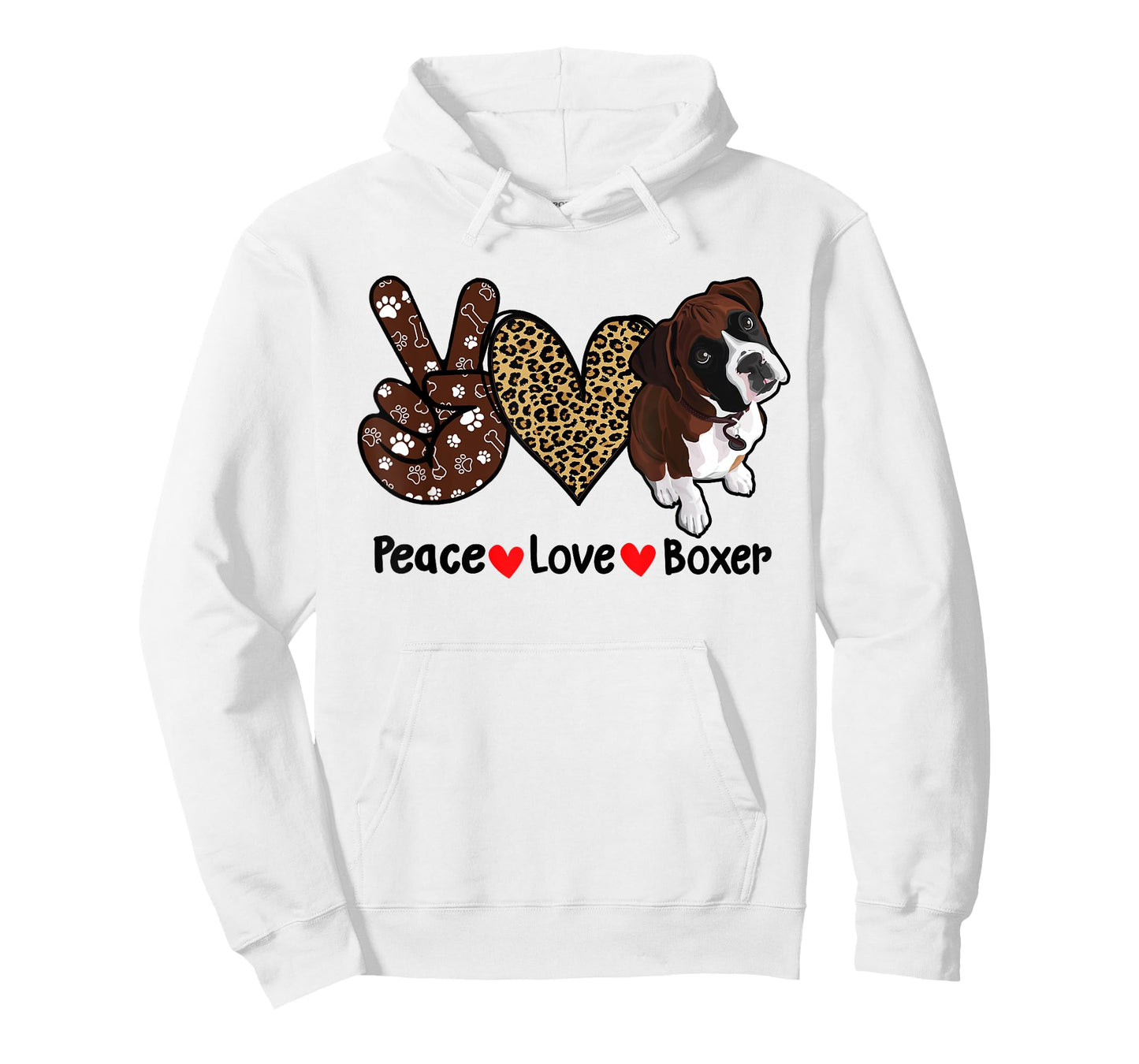 Peace Love Boxer Funny Boxer Mom Dog Mom Dog Lover T-Shirt