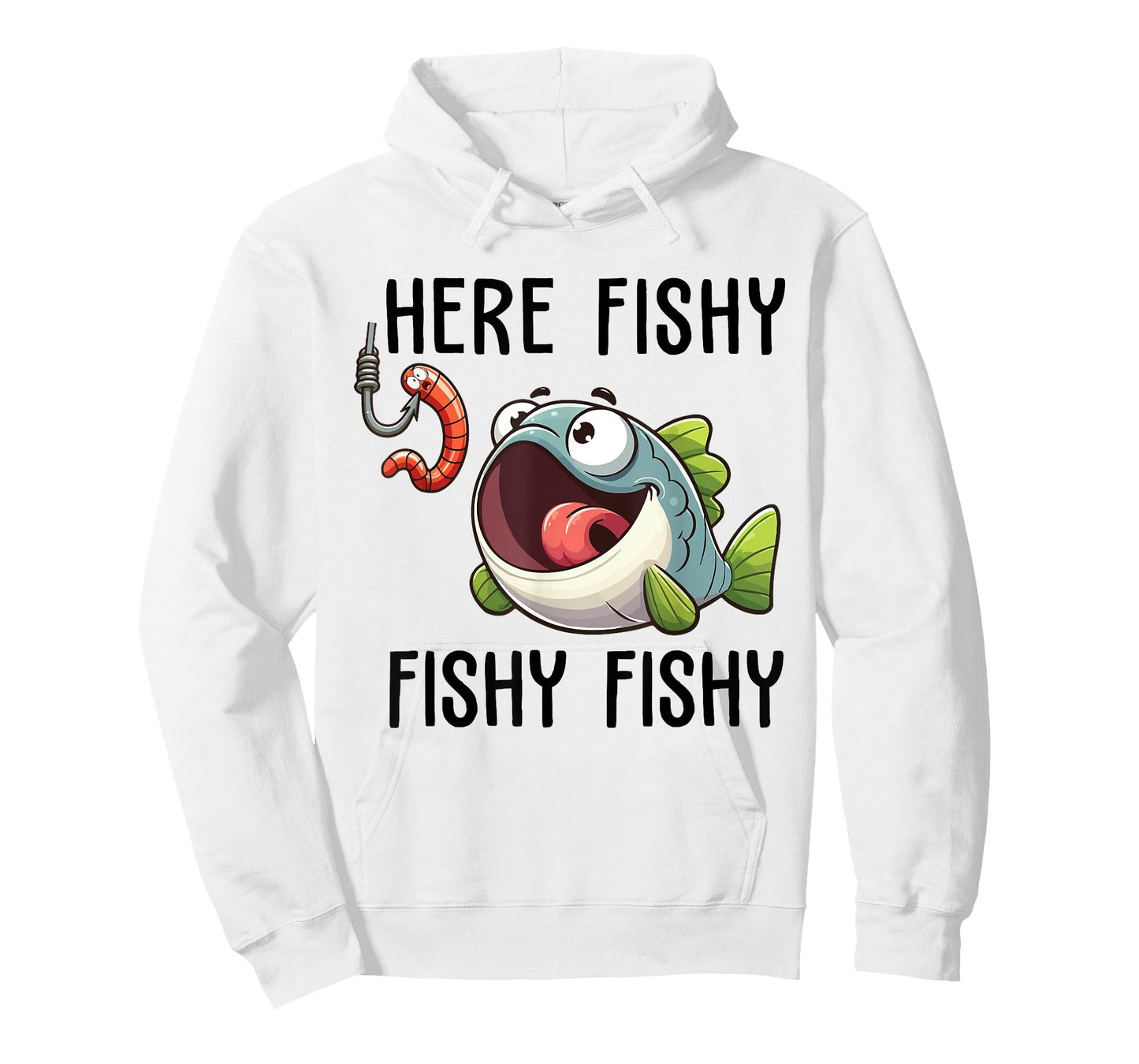 Here Fishy Fisherman Funny Fishing Lover Cute Fish Worm T-Shirt