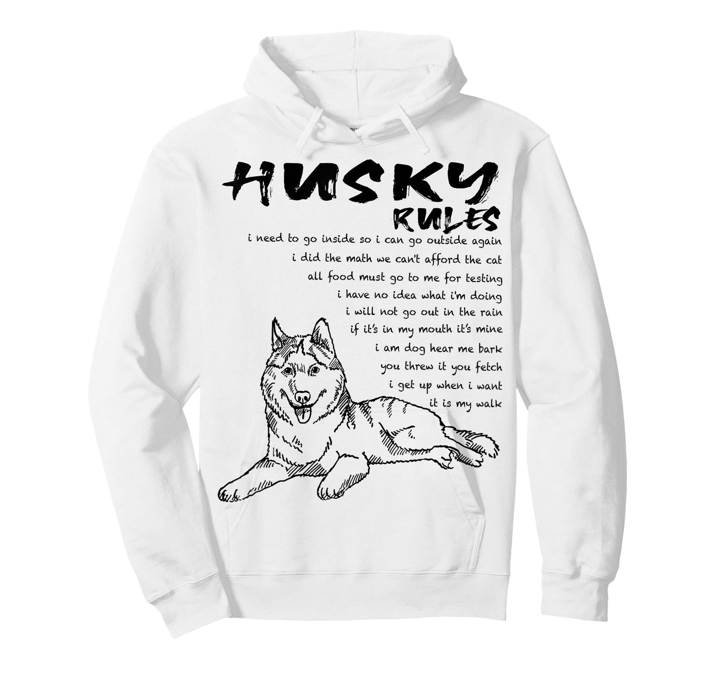 Funny Siberian Husky Dog Hand Drawn Art Men Women Girls Kids T-Shirt