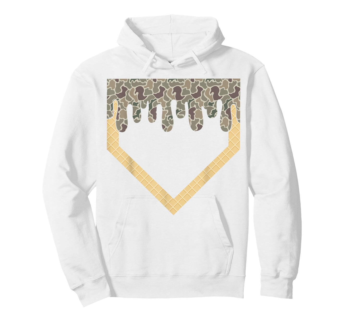 Camo Baseball Ice Cream Drip Home Plate Baseball Lifestyle T-Shirt