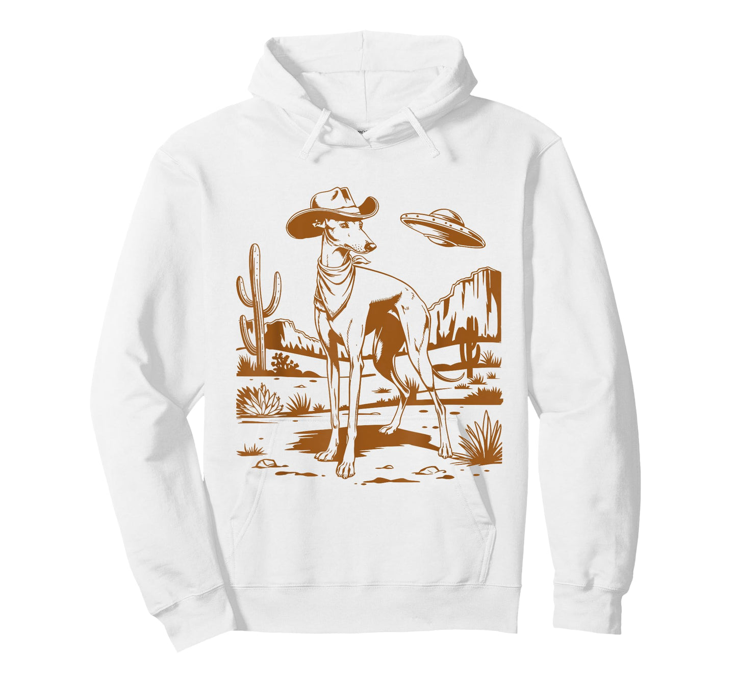 UFO Greyhound Western Alien Vintage 90s Whippet Cowboy Dog T-Shirt