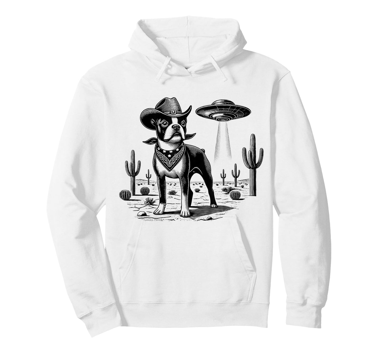 Vintage Boston Terrier UFO Western Wild West Dog Mom Dad T-Shirt