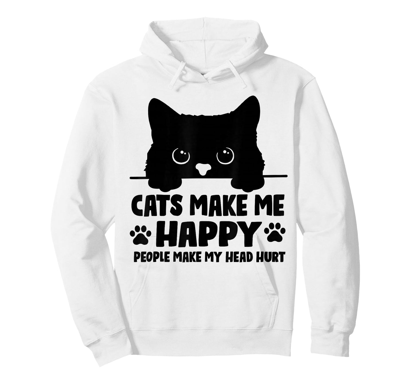 Cats Make Me Happy Humans Make My Head Hurt Black Cat Lover T-Shirt