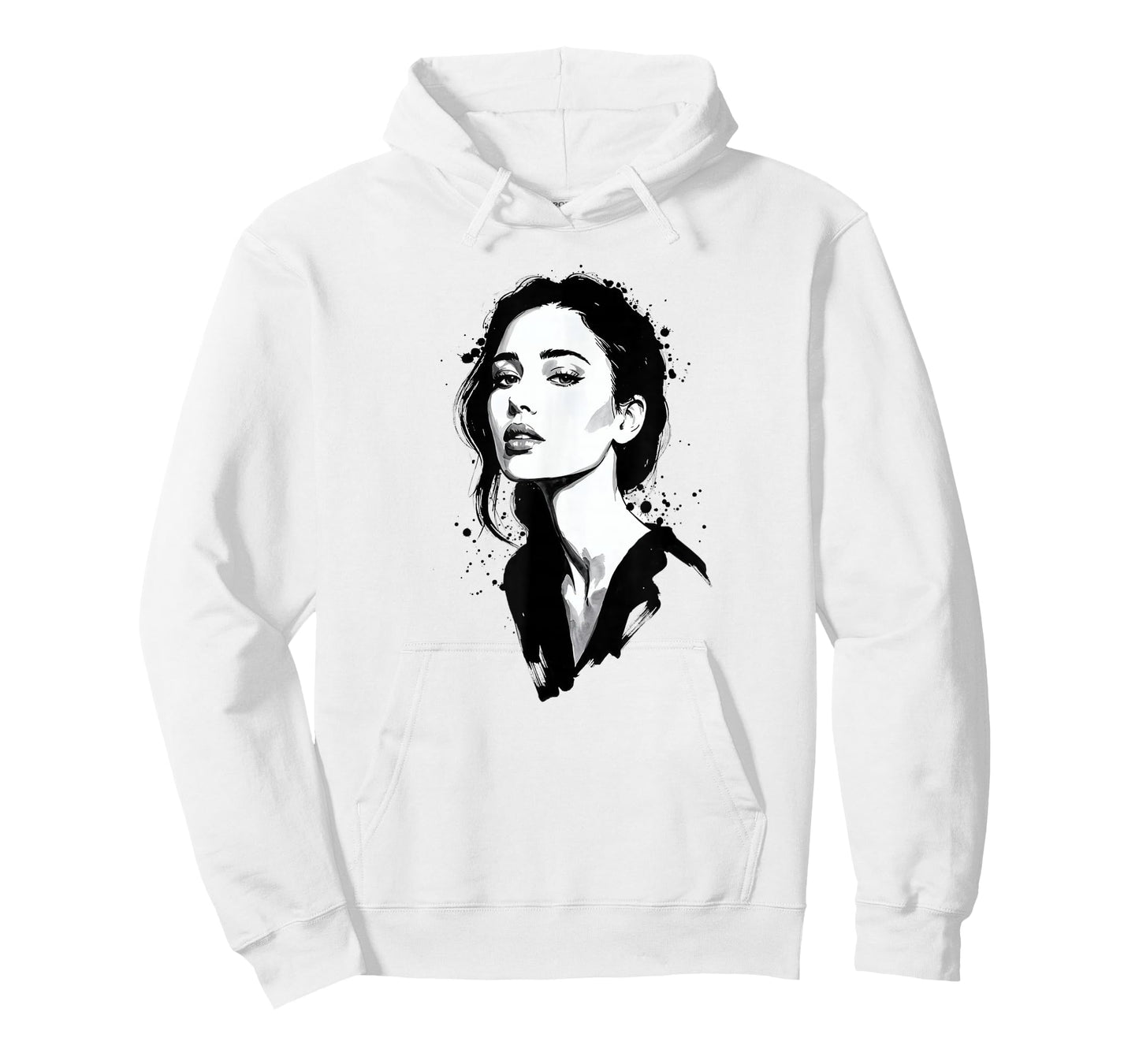 Monochrome Elegance - Female Portrait in Ink Art T-Shirt