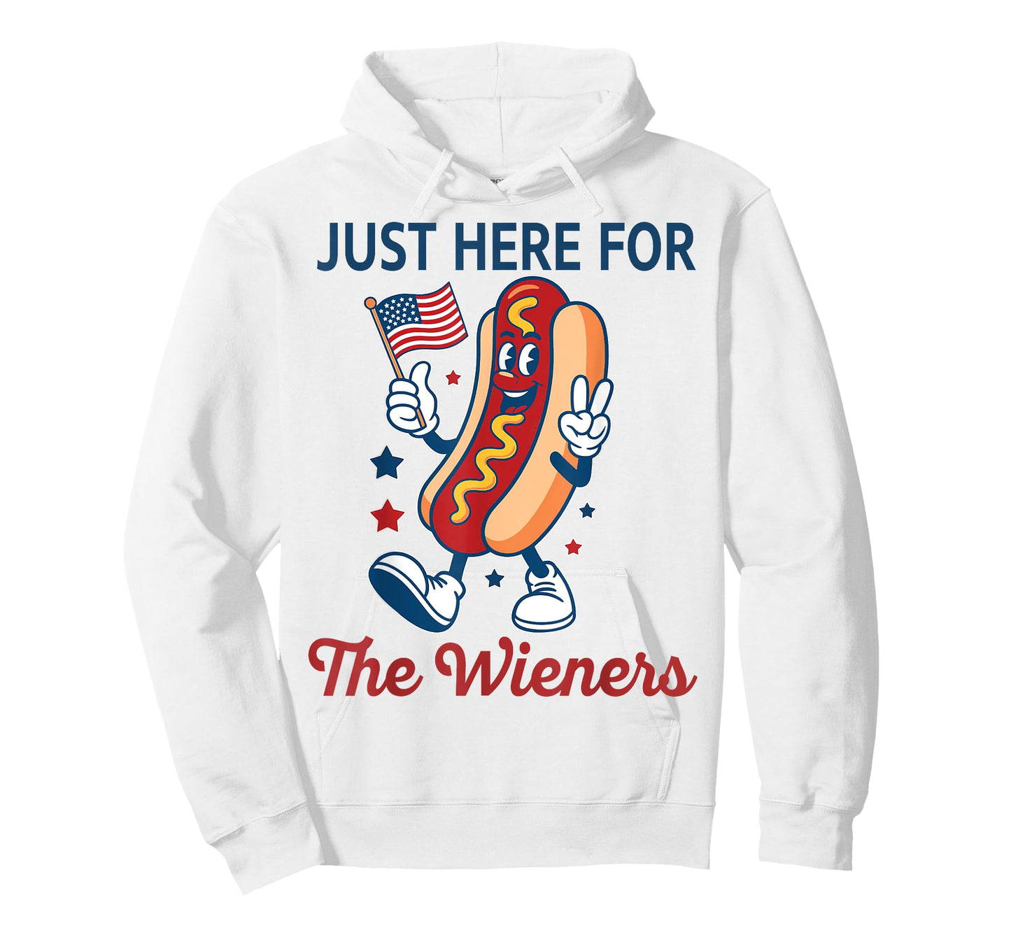 Just Here for The Wieners 4th of July Funny Hot Dog T-Shirt for Men Women Kids
