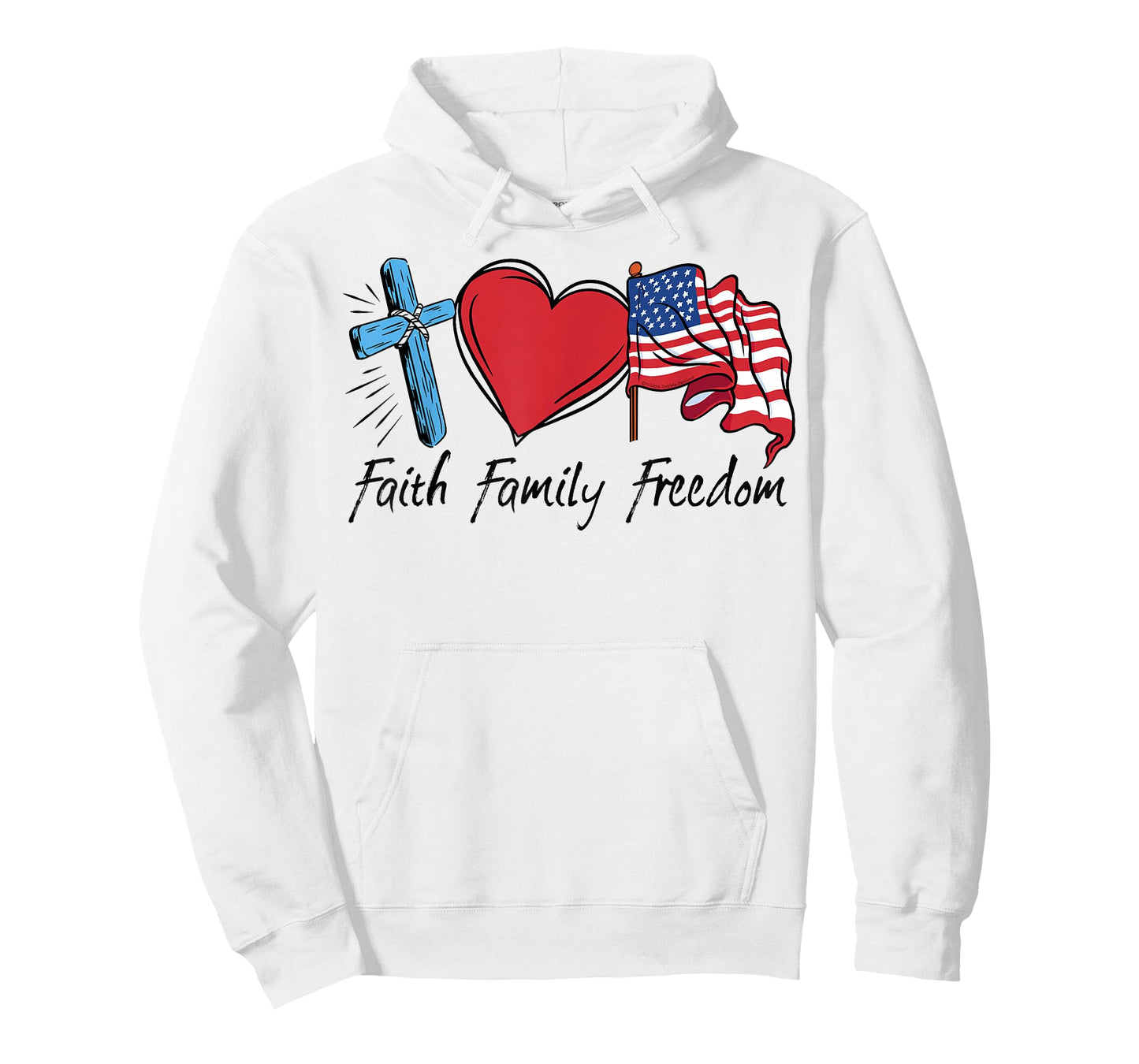 Patriotic Retro Faith Family Freedom USA Flag 4th of July T-Shirt