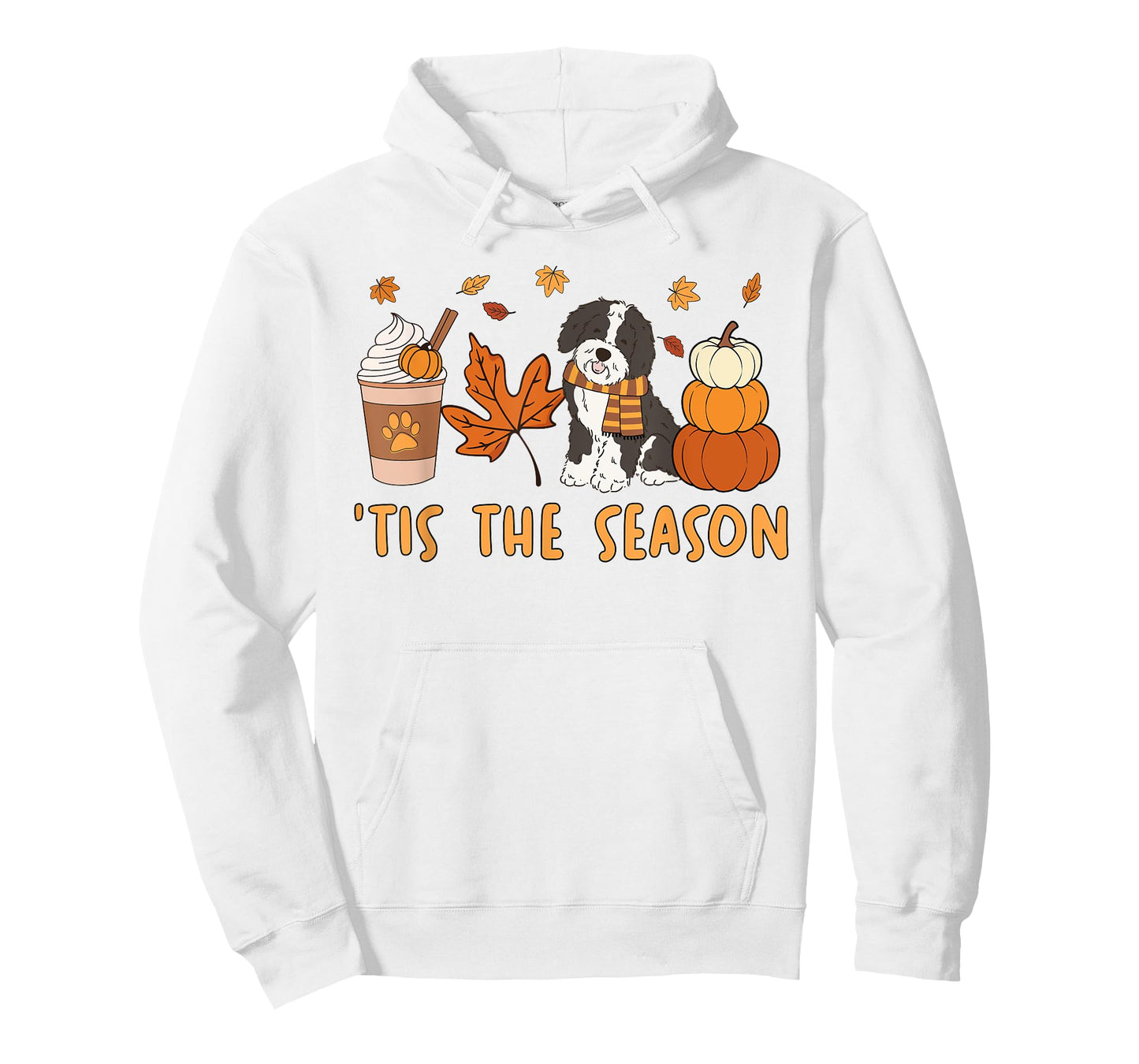 Tis The Season Sheepadoodle Dog Fall Autumn Pumpkin Coffee T-Shirt for Men Women Kids
