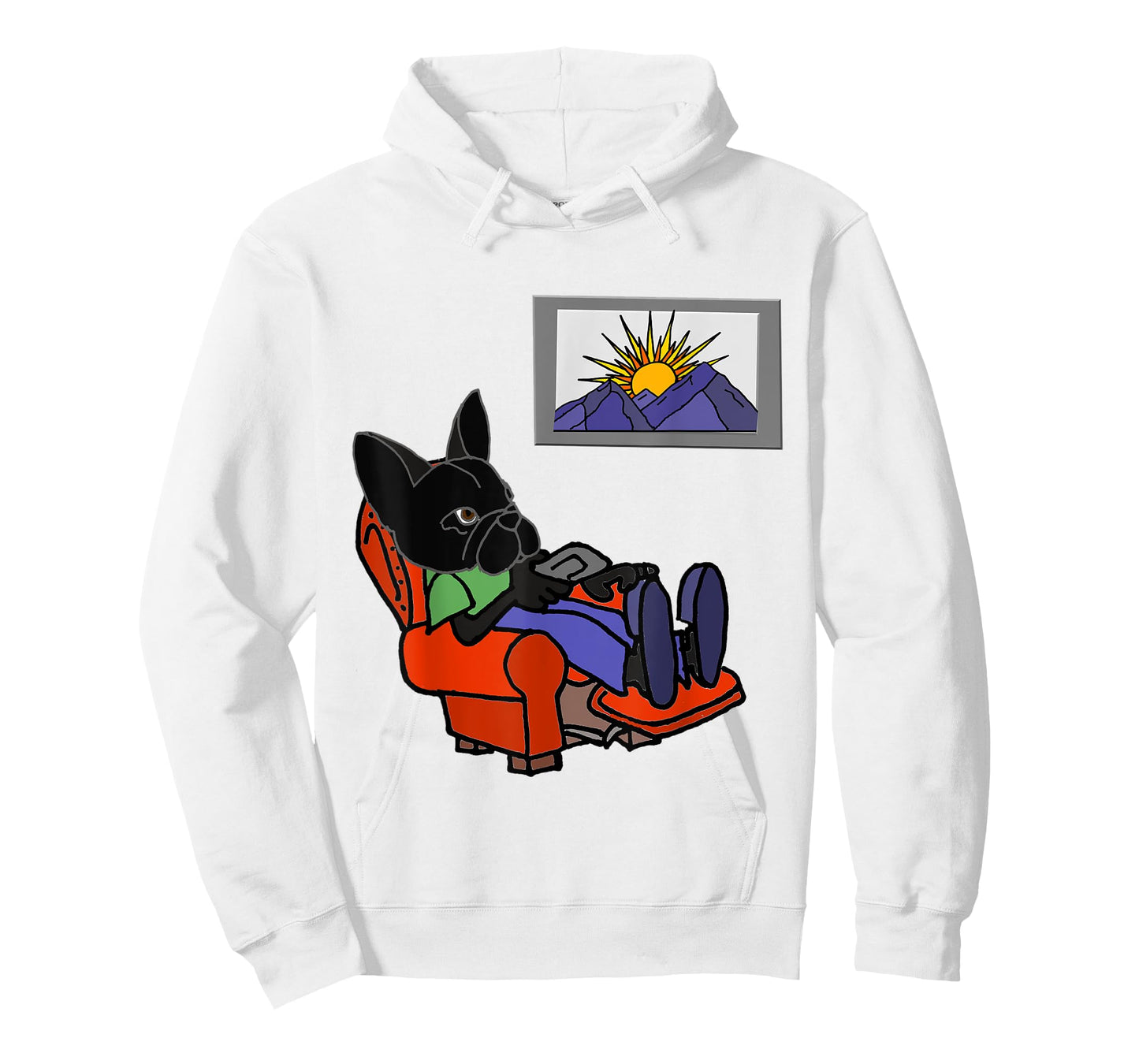 Smileteespetsa Funny Black French Bulldog Dog Watching TV Men Women Kids T-Shirt
