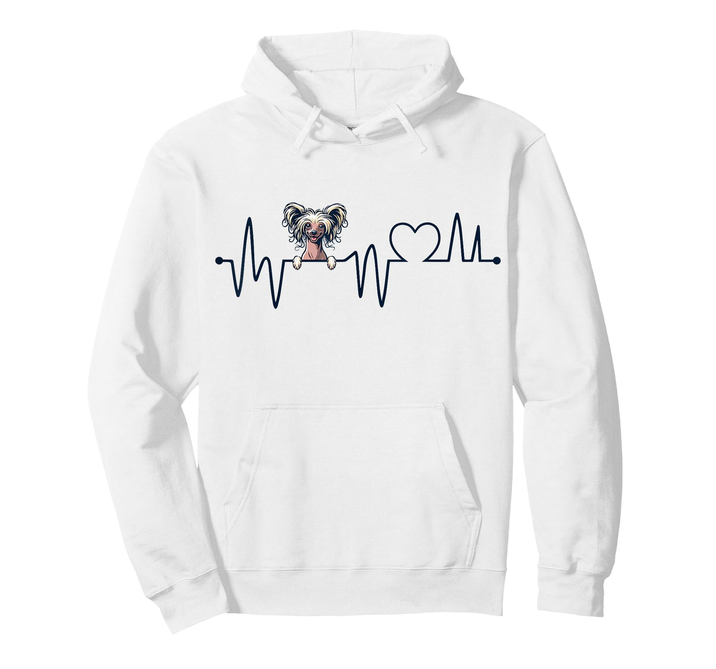 Chinese Crested Dog Heartbeat - Men Women Kids Crested Lover T-Shirt